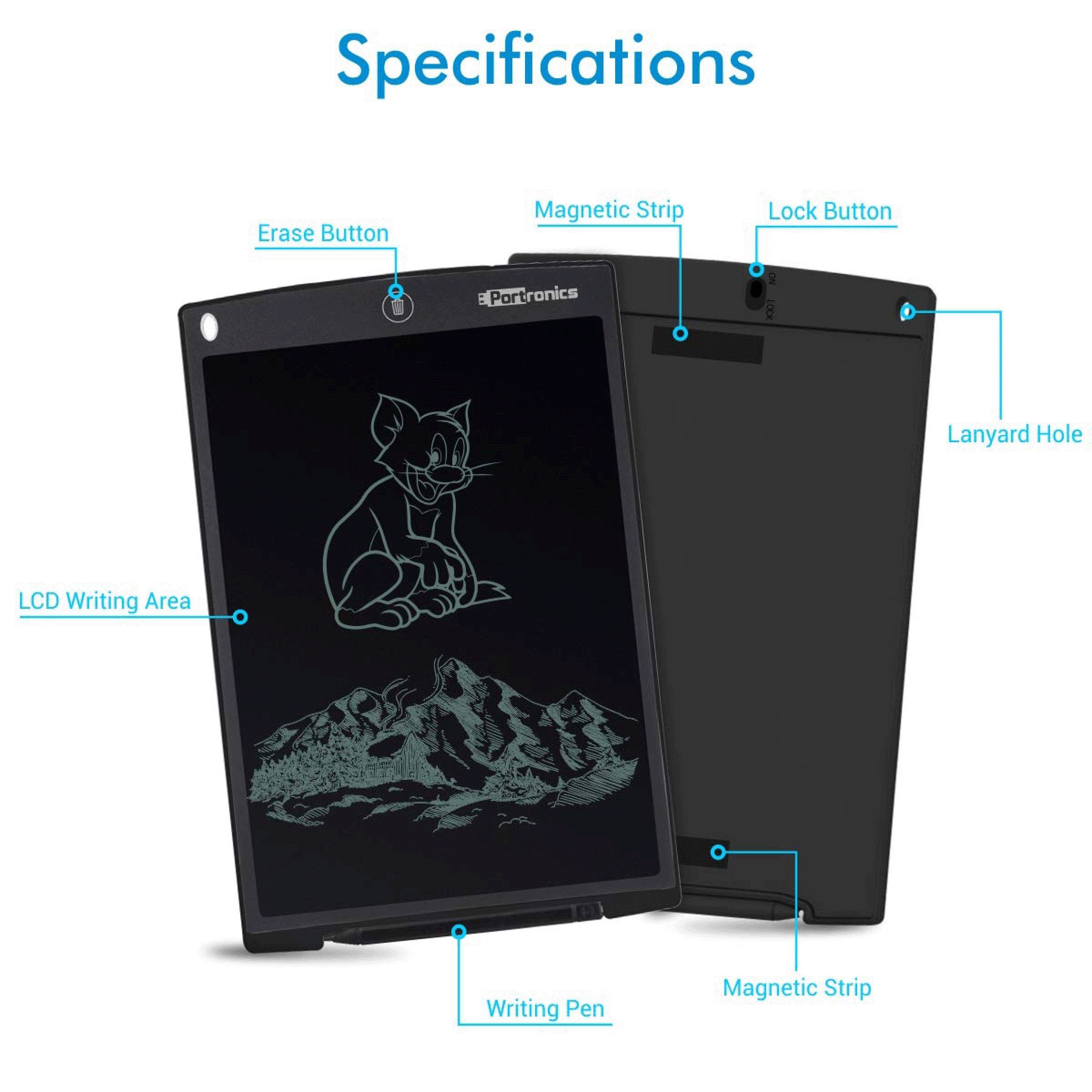 PORTRONICS 12D Ruffpad eWriter Tablet (12 Inch, Black)_10