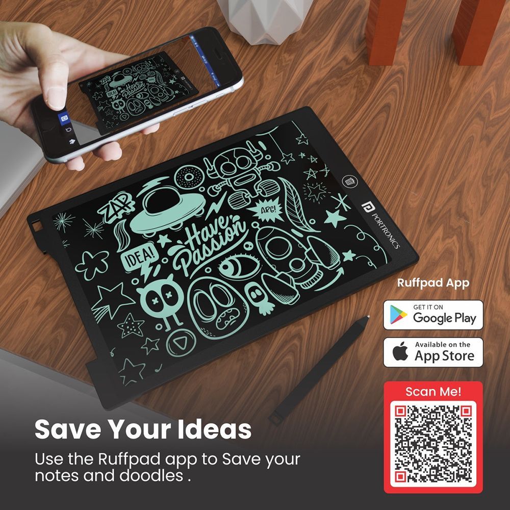 PORTRONICS 12D Ruffpad eWriter Tablet (12 Inch, Black)_14