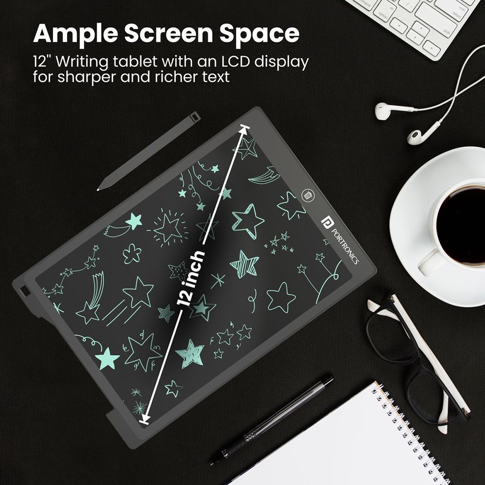 PORTRONICS 12D Ruffpad eWriter Tablet (12 Inch, Black)_15