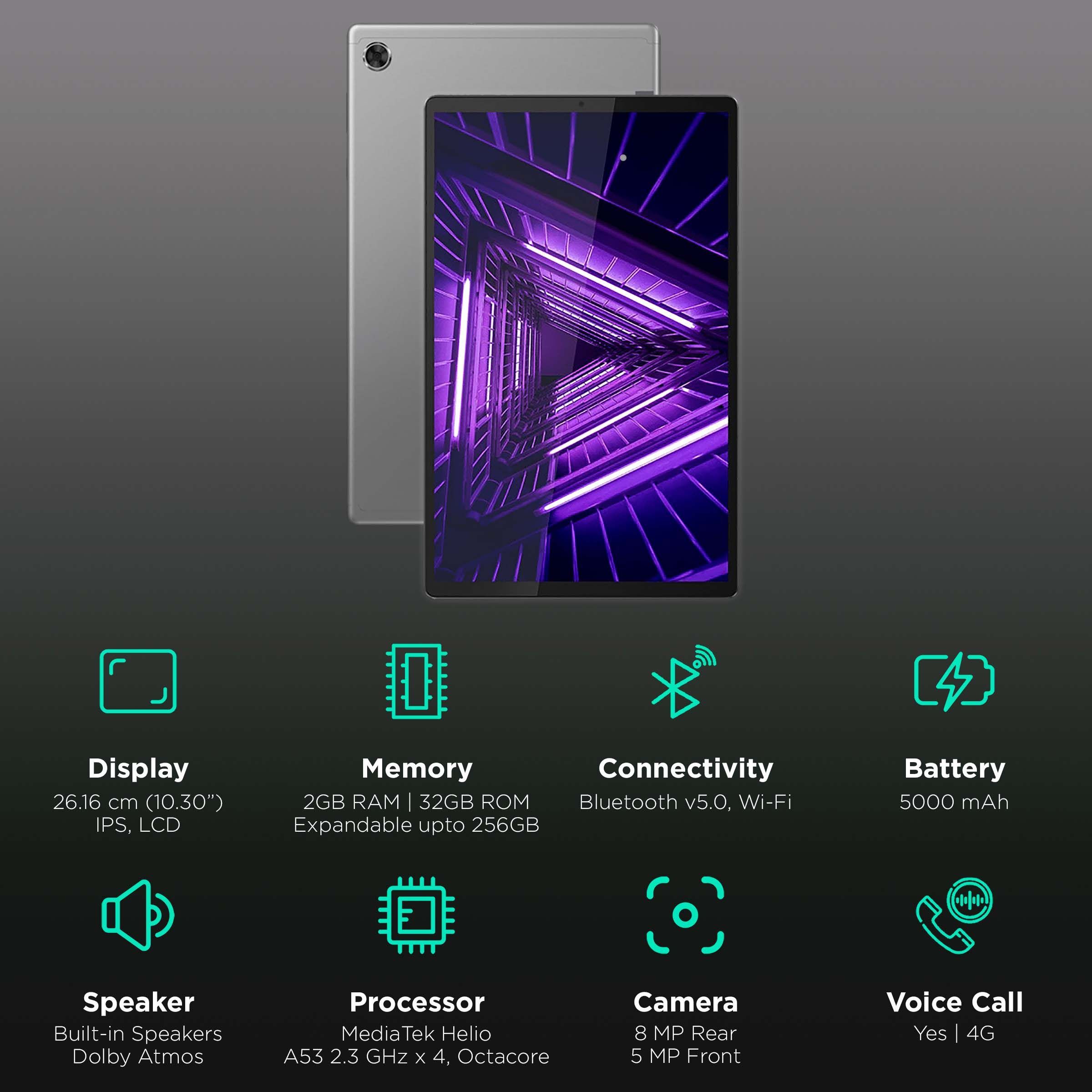 Lenovo Tab M10 Wi-Fi + 4G Android Tablet (10.3 Inch, 2GB RAM, 32GB ROM, Platinum Grey)_3