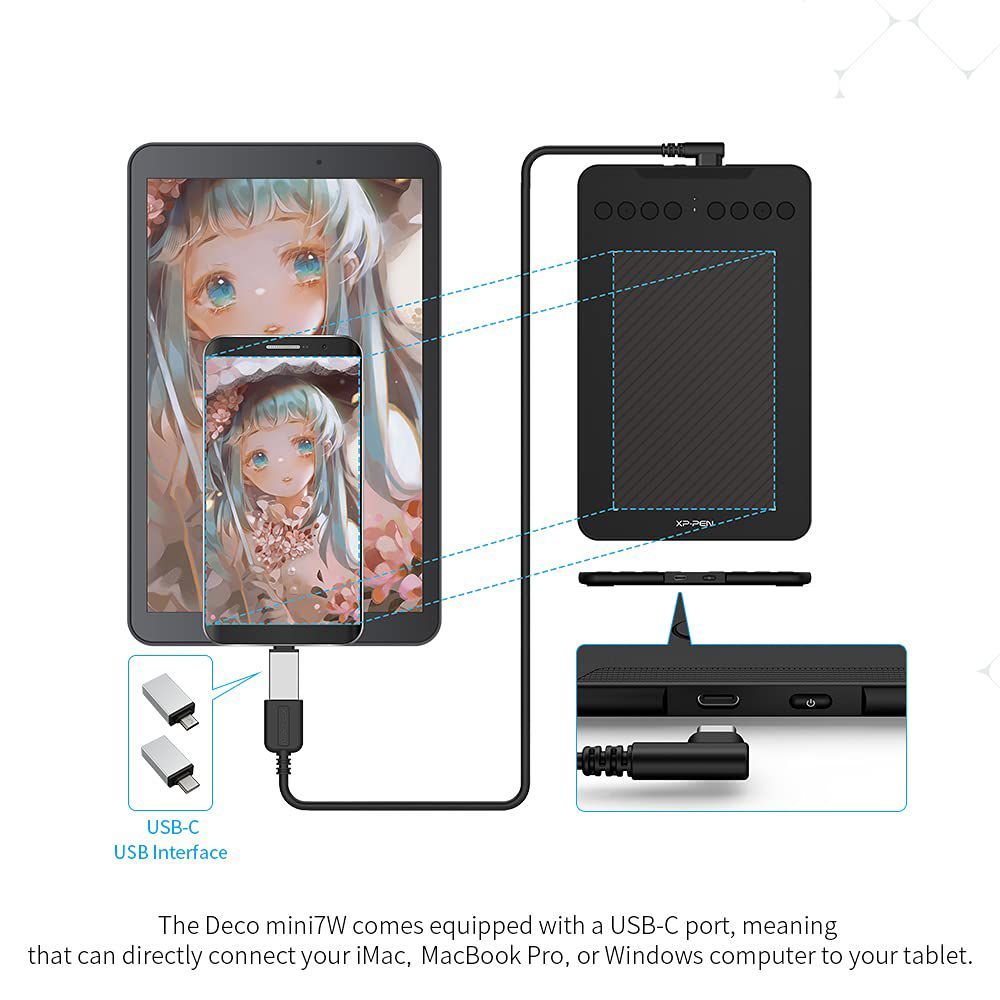XP pen Deco Mini 7W 17.78cm (7 Inches) e-Writer Digital Pad (Battery-Free Stylus, Black) XP pen Deco Mini 7W 17.78cm (7 Inches) e-Writer Digital Pad (Battery-Free Stylus, Black)_17