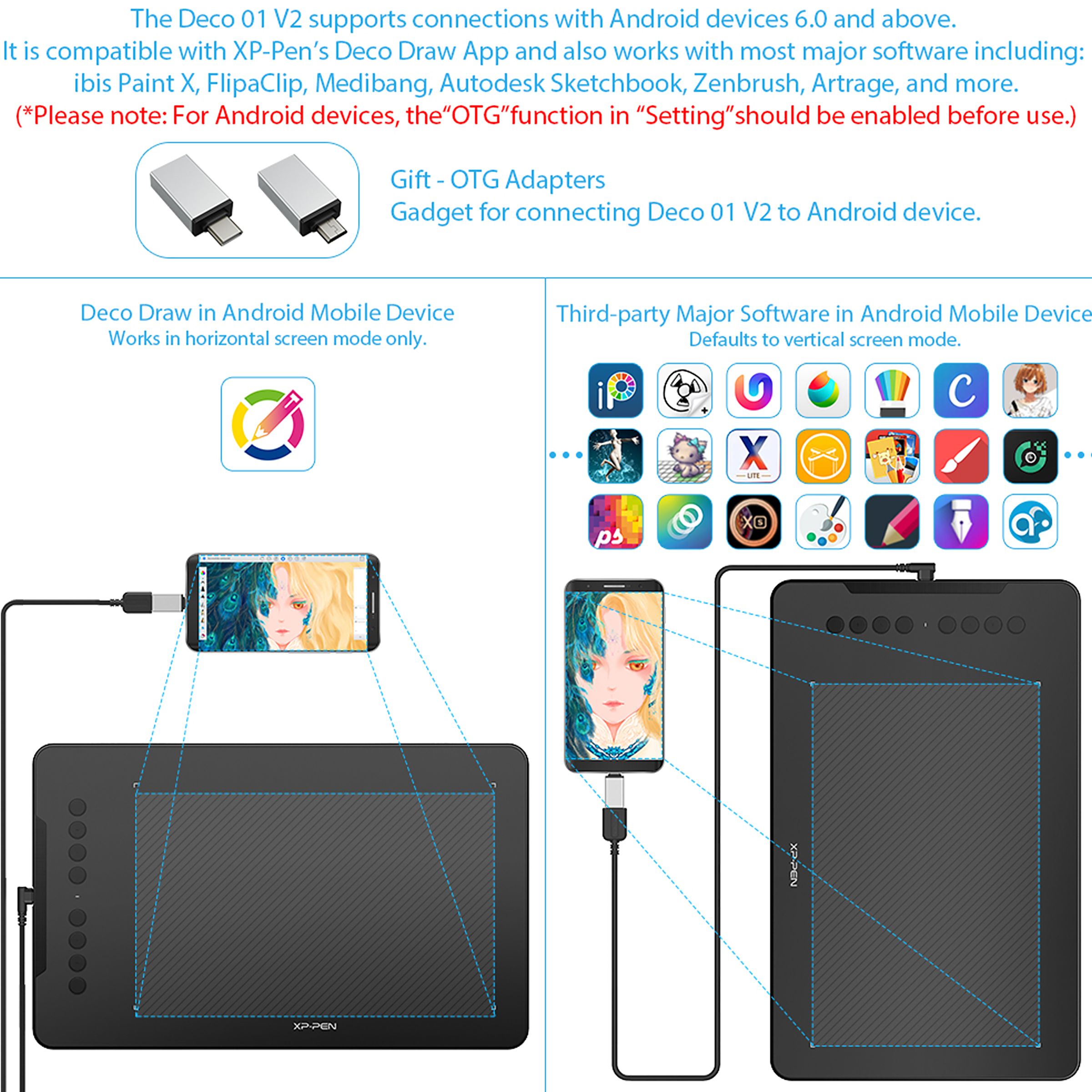 XP pen Deco 01 V2 29.94cm (11.79 Inches) e-Writer Digital Pad (8 Customizable Shortcut Keys, Black)_6