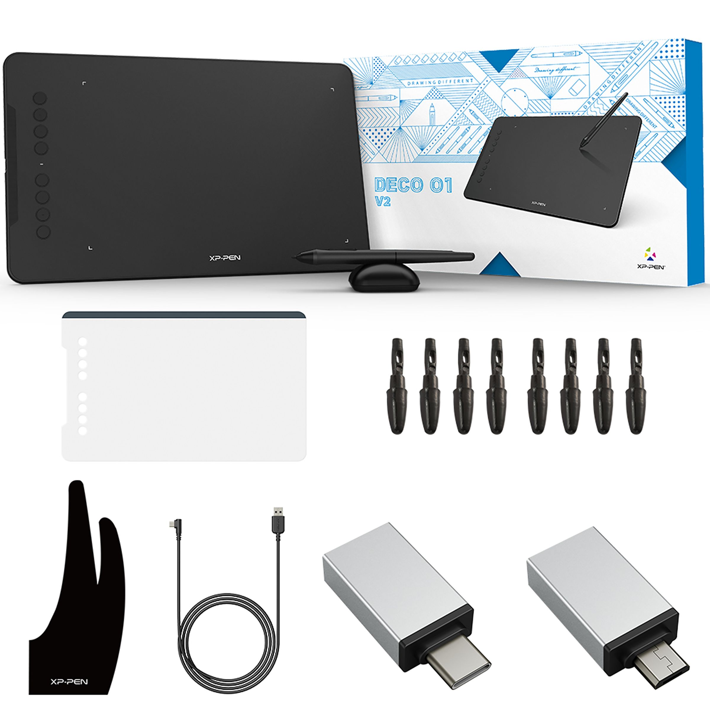 XP pen Deco 01 V2 29.94cm (11.79 Inches) e-Writer Digital Pad (8 Customizable Shortcut Keys, Black)_7