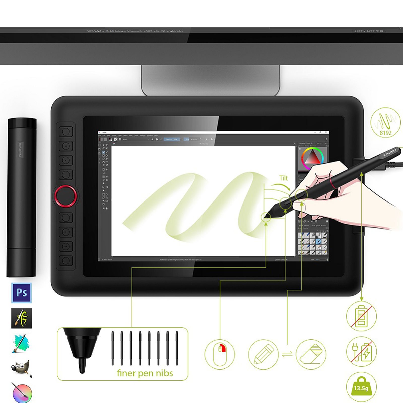 XP pen Artist 12 Pro 30.22cm (11.9 Inches) e-Writer Digital Pad (Battery-Free Stylus, Black) XP pen Artist 12 Pro 30.22cm (11.9 Inches) e-Writer Digital Pad (Battery-Free Stylus, Black)_12