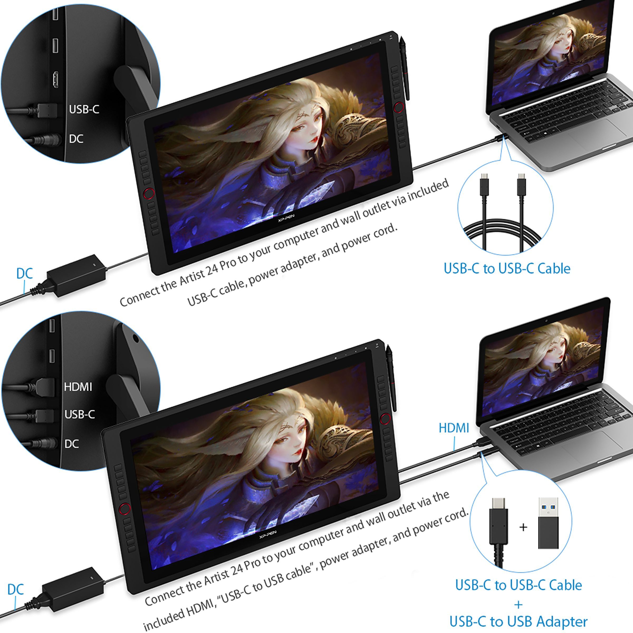 XP pen Artist 24 Pro 60.45cm (23.8 Inches) e-Writer Digital Pad (60 Degree Tilt Function, Black) XP pen Artist 24 Pro 60.45cm (23.8 Inches) e-Writer Digital Pad (60 Degree Tilt Function, Black)_8