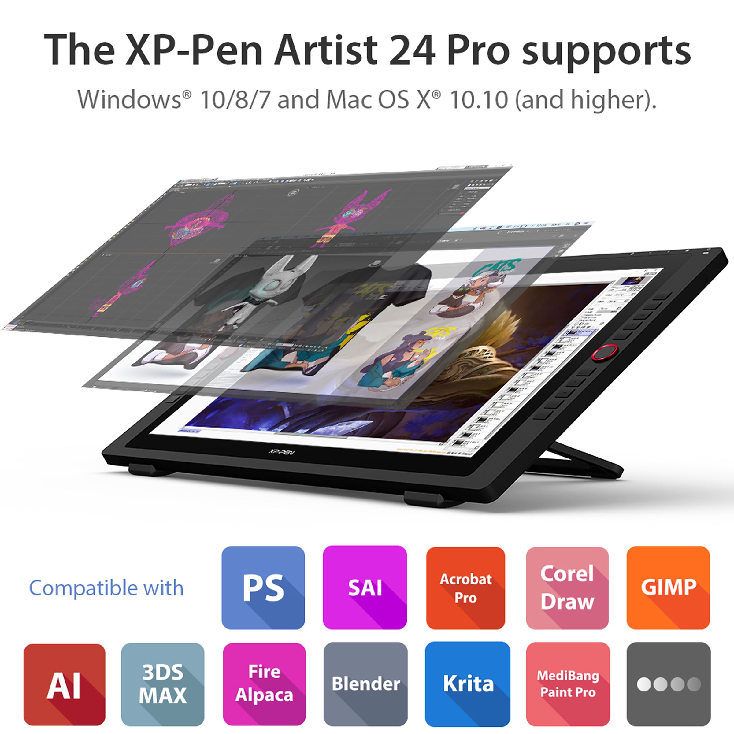 XP pen Artist 24 Pro 60.45cm (23.8 Inches) e-Writer Digital Pad (60 Degree Tilt Function, Black) XP pen Artist 24 Pro 60.45cm (23.8 Inches) e-Writer Digital Pad (60 Degree Tilt Function, Black)_9