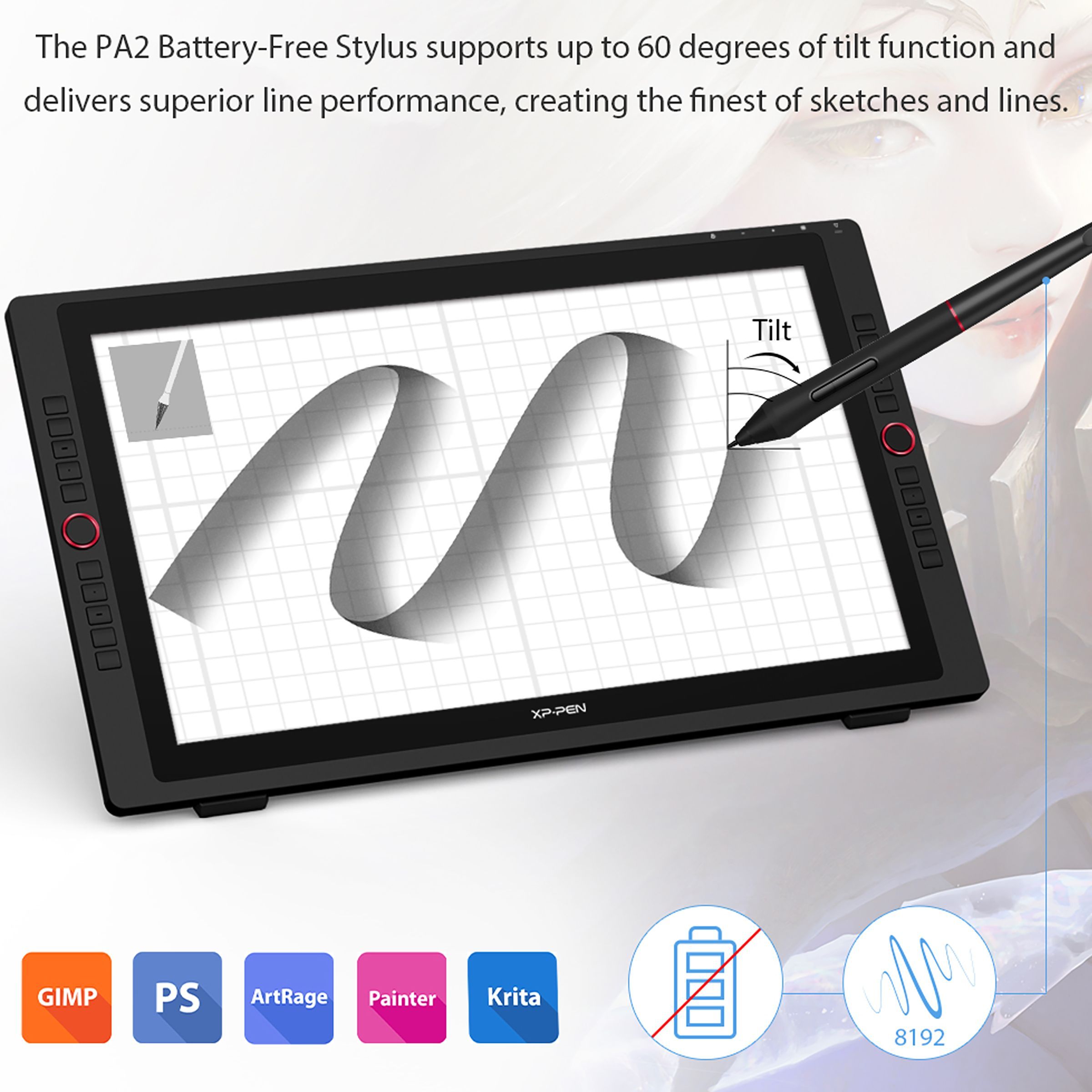 XP pen Artist 24 Pro 60.45cm (23.8 Inches) e-Writer Digital Pad (60 Degree Tilt Function, Black) XP pen Artist 24 Pro 60.45cm (23.8 Inches) e-Writer Digital Pad (60 Degree Tilt Function, Black)_11