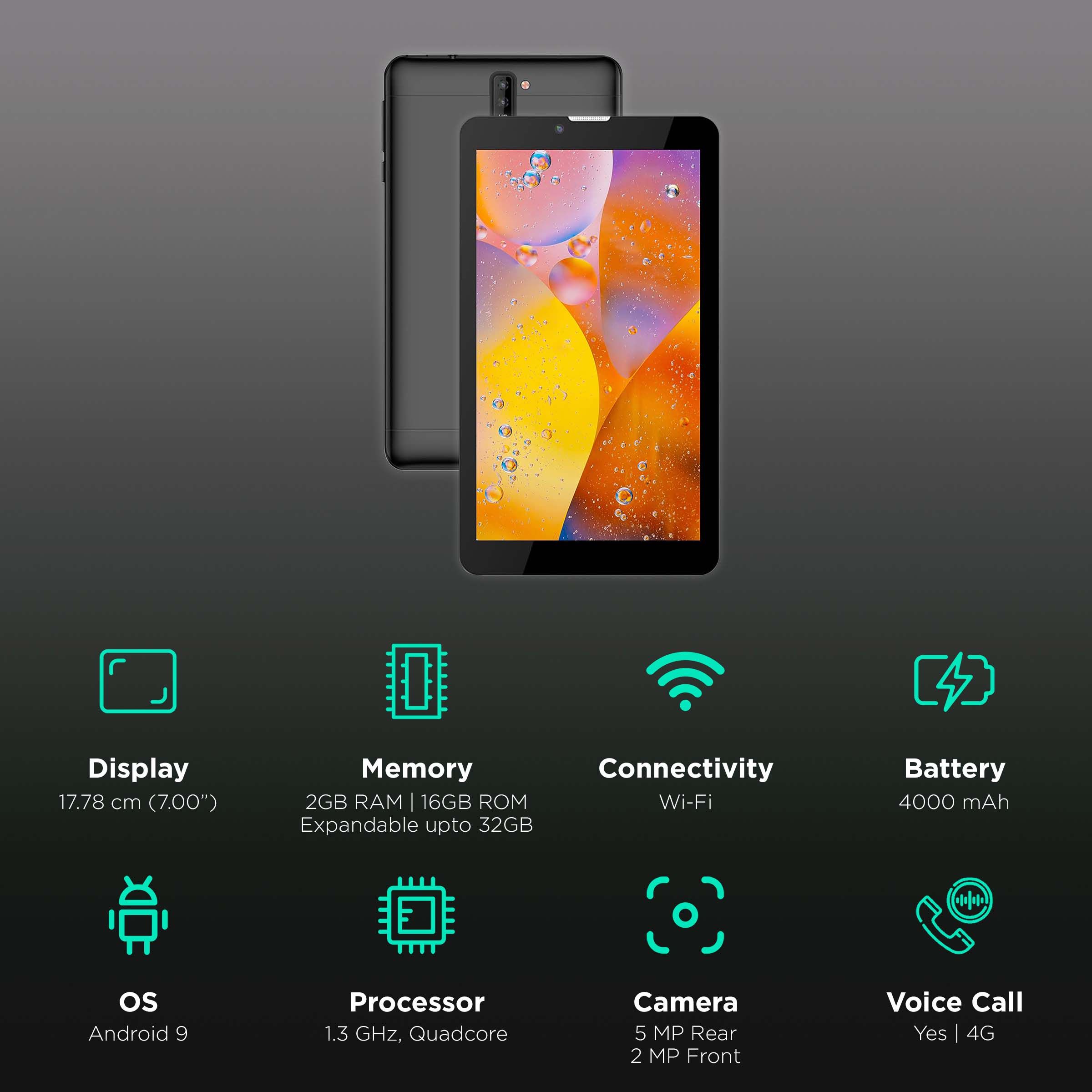 I KALL N13 Wi-Fi+4G Android Tablet (7 Inch, 2GB RAM, 16GB ROM, Black)_3