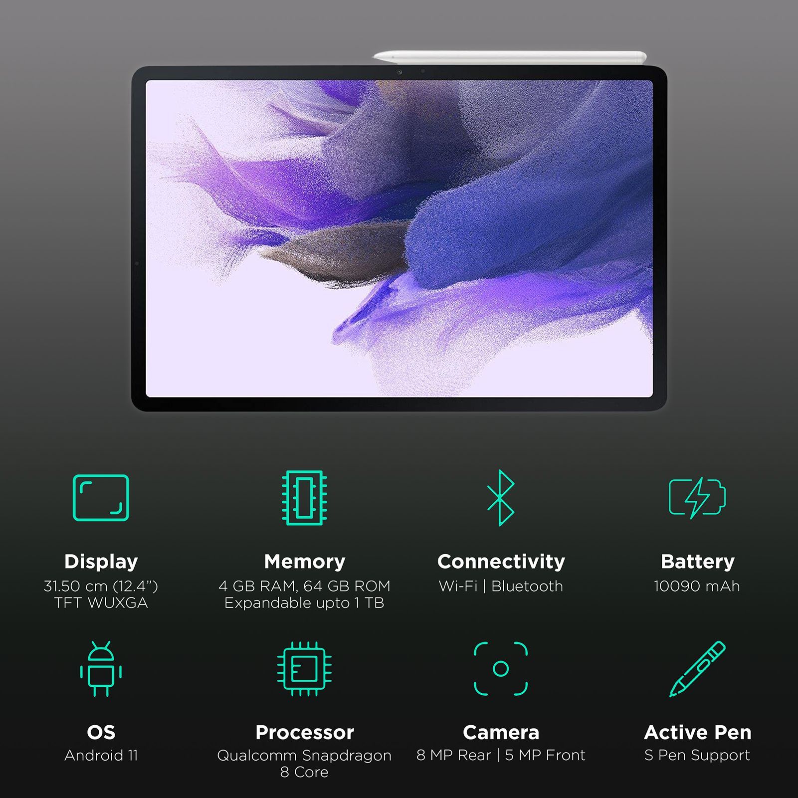 SAMSUNG Galaxy Tab S7 FE Wi-Fi Android Tablet (12.4 Inch, 4GB RAM, 64GB ROM, Mystic Silver) SAMSUNG Galaxy Tab S7 FE Wi-Fi Android Tablet (12.4 Inch, 4GB RAM, 64GB ROM, Mystic Silver)_3