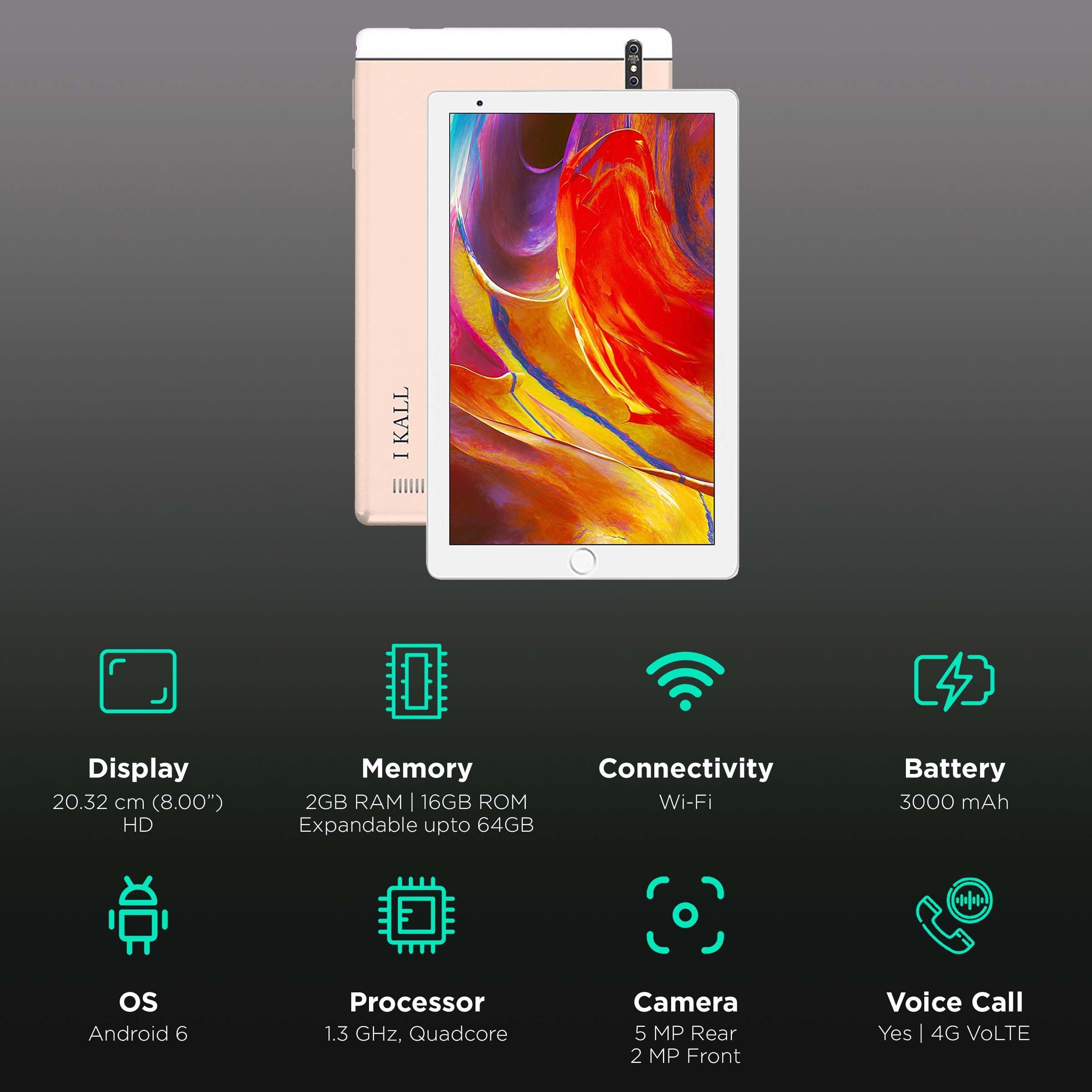 I KALL N19 Wi-Fi+4G VoLTE Android Tablet (8 Inch, 2GB RAM, 16GB ROM, White) I KALL N19 Wi-Fi+4G VoLTE Android Tablet (8 Inch, 2GB RAM, 16GB ROM, White)_3