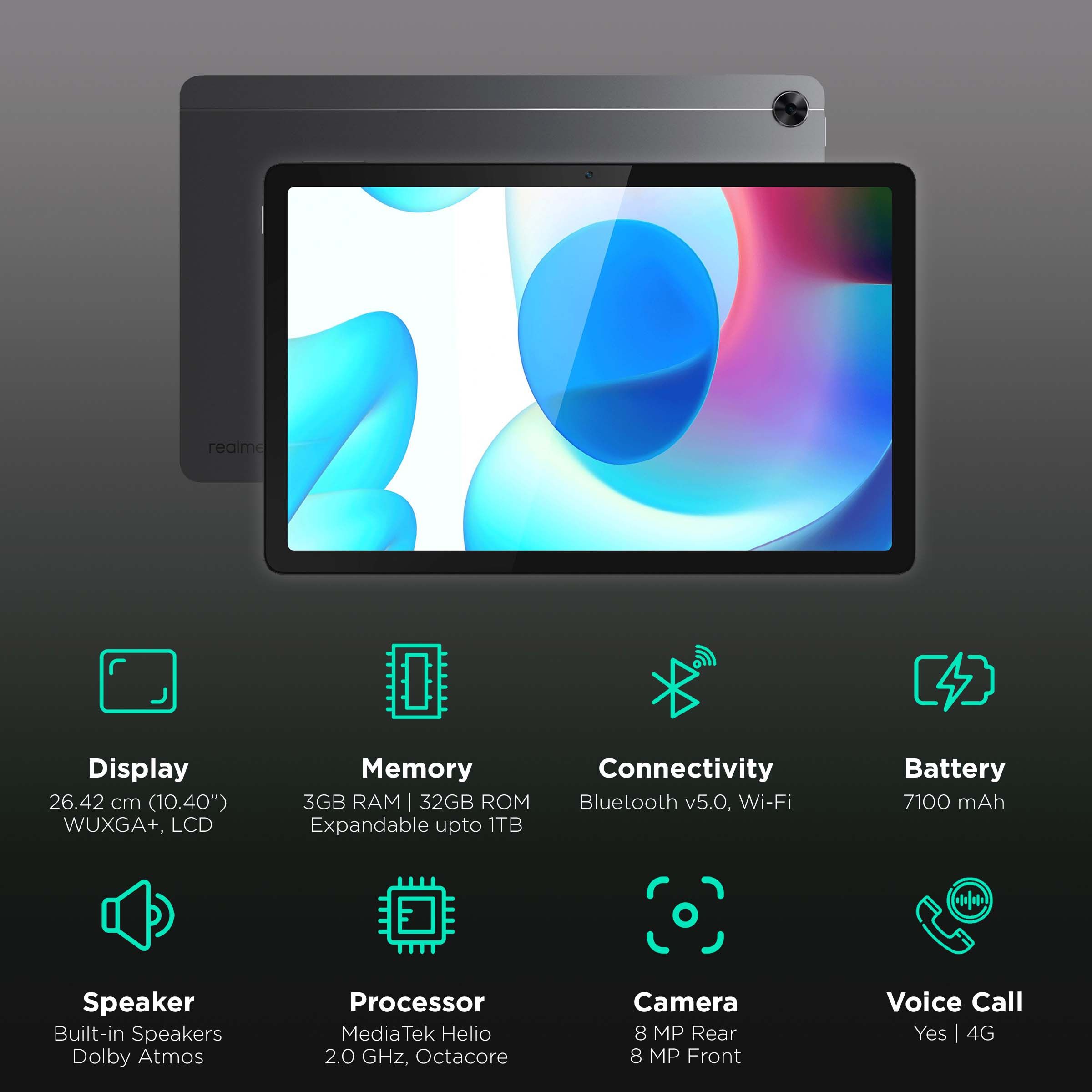realme Pad Wi-Fi+4G Android Tablet (10.4 Inch, 3GB RAM, 32GB ROM, Grey) realme Pad Wi-Fi+4G Android Tablet (10.4 Inch, 3GB RAM, 32GB ROM, Grey)_3