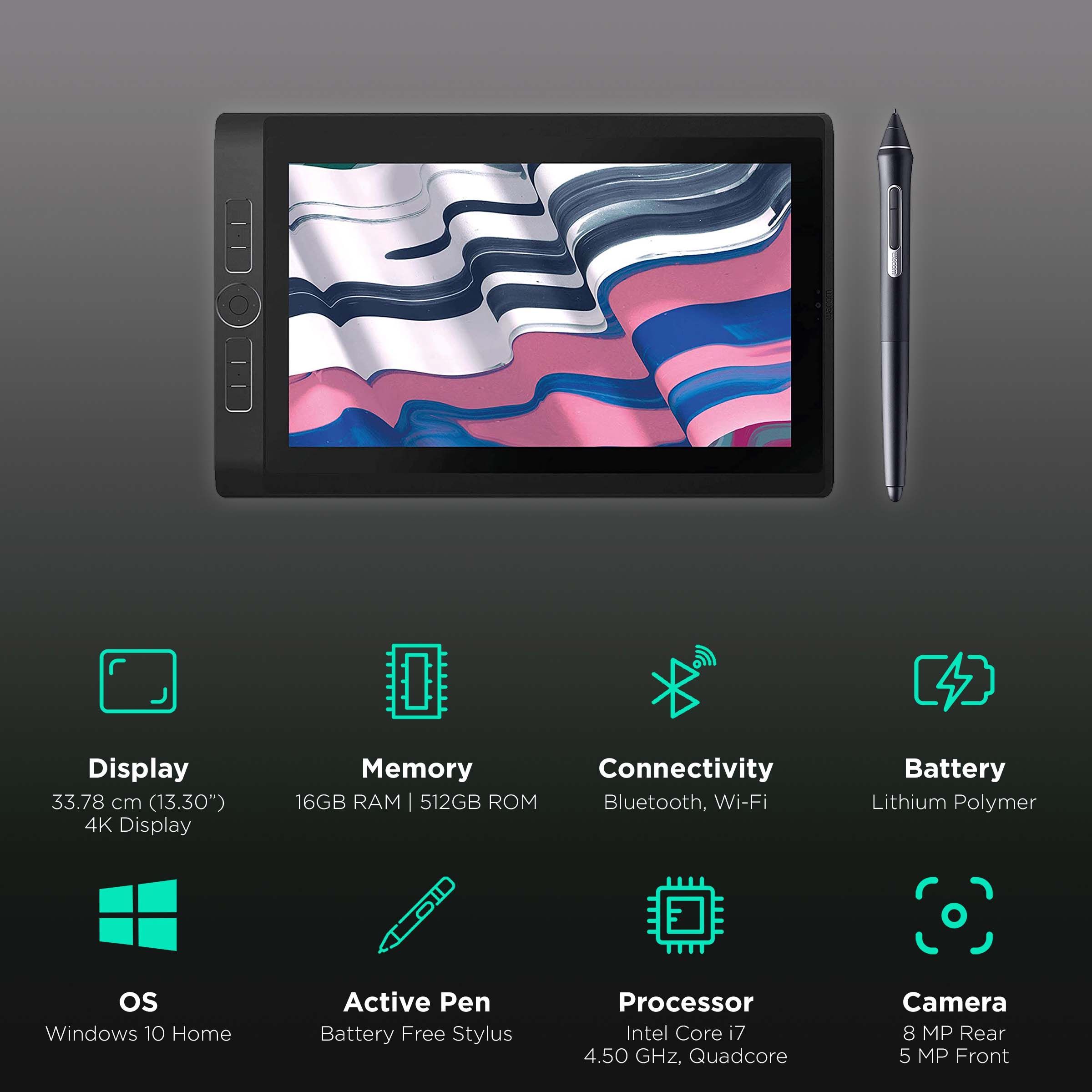 Wacom MobileStudio Pro 13 Wi-Fi Windows Tablet (13.3 Inch, 16GB RAM, 512GB ROM, Black) Wacom MobileStudio Pro 13 Wi-Fi Windows Tablet (13.3 Inch, 16GB RAM, 512GB ROM, Black)_3