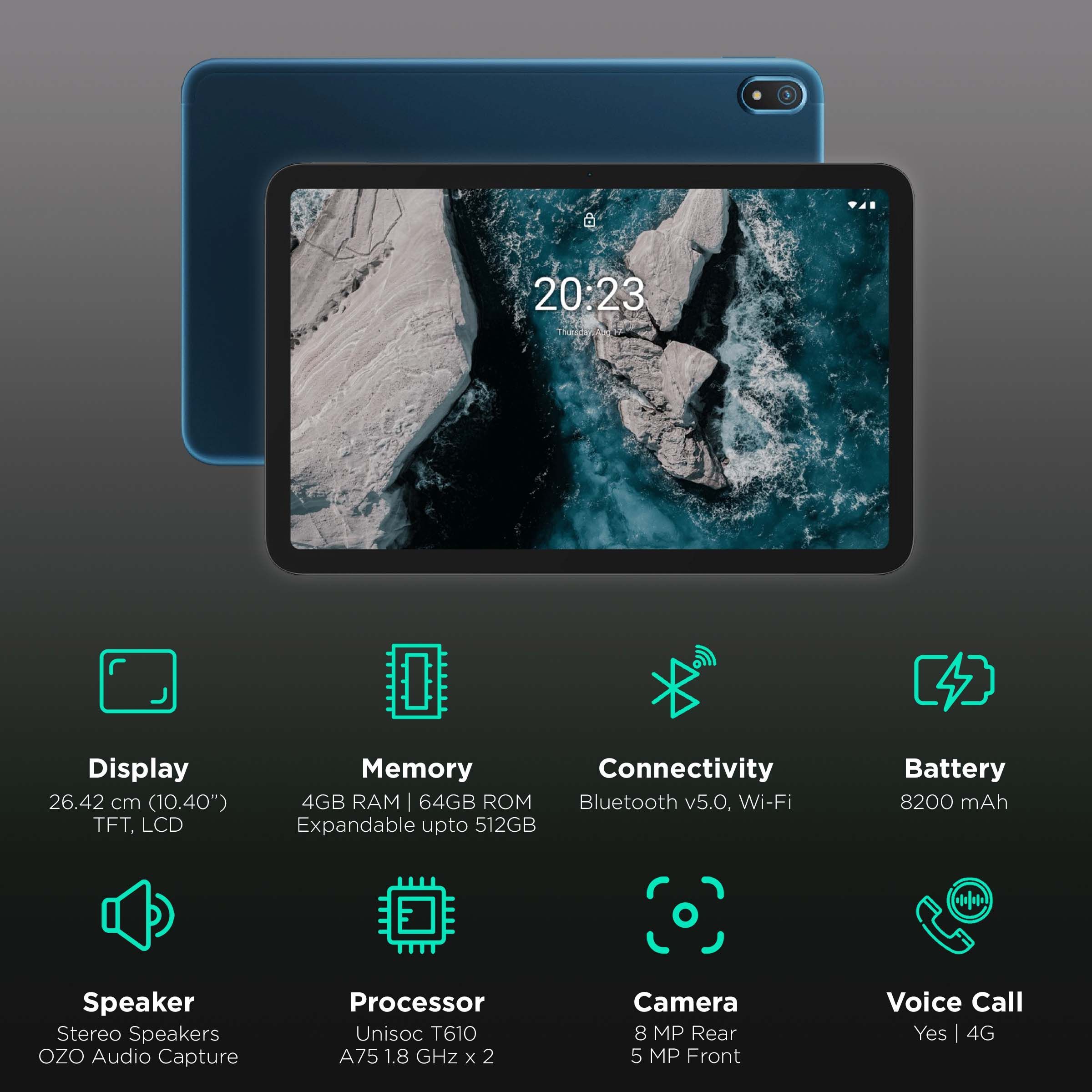 NOKIA T20 Wi-Fi Android Tablet (10.4 Inch, 4GB RAM, 64GB ROM, Blue)_3