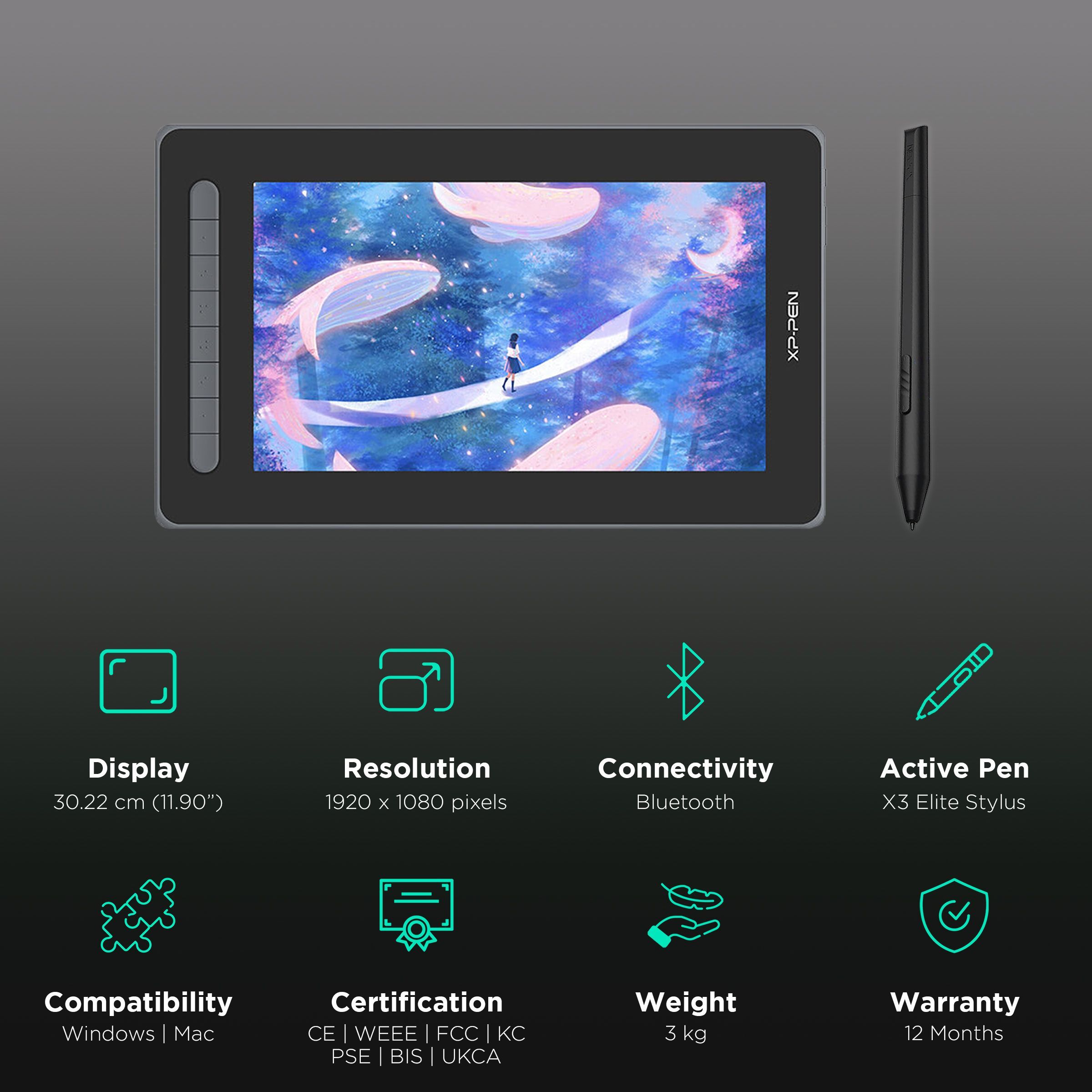 XP pen Artist 12 2nd Gen Standard Tablet (11.9 Inch, Pink) XP pen Artist 12 2nd Gen Standard Tablet (11.9 Inch, Pink)_3