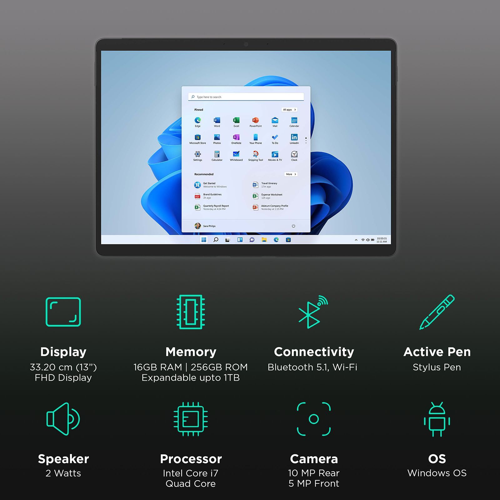 Microsoft Surface Pro 8 Wi-Fi Windows Tablet (Windows 11, Intel Core i7, 33.02 cm (13 Inches), 16GB RAM, 256GB SSD, 8PV-00029, Graphite Black) Microsoft Surface Pro 8 Wi-Fi Windows Tablet (Windows 11, Intel Core i7, 33.02 cm (13 Inches), 16GB RAM, 256GB SSD, 8PV-00029, Graphite Black)_3