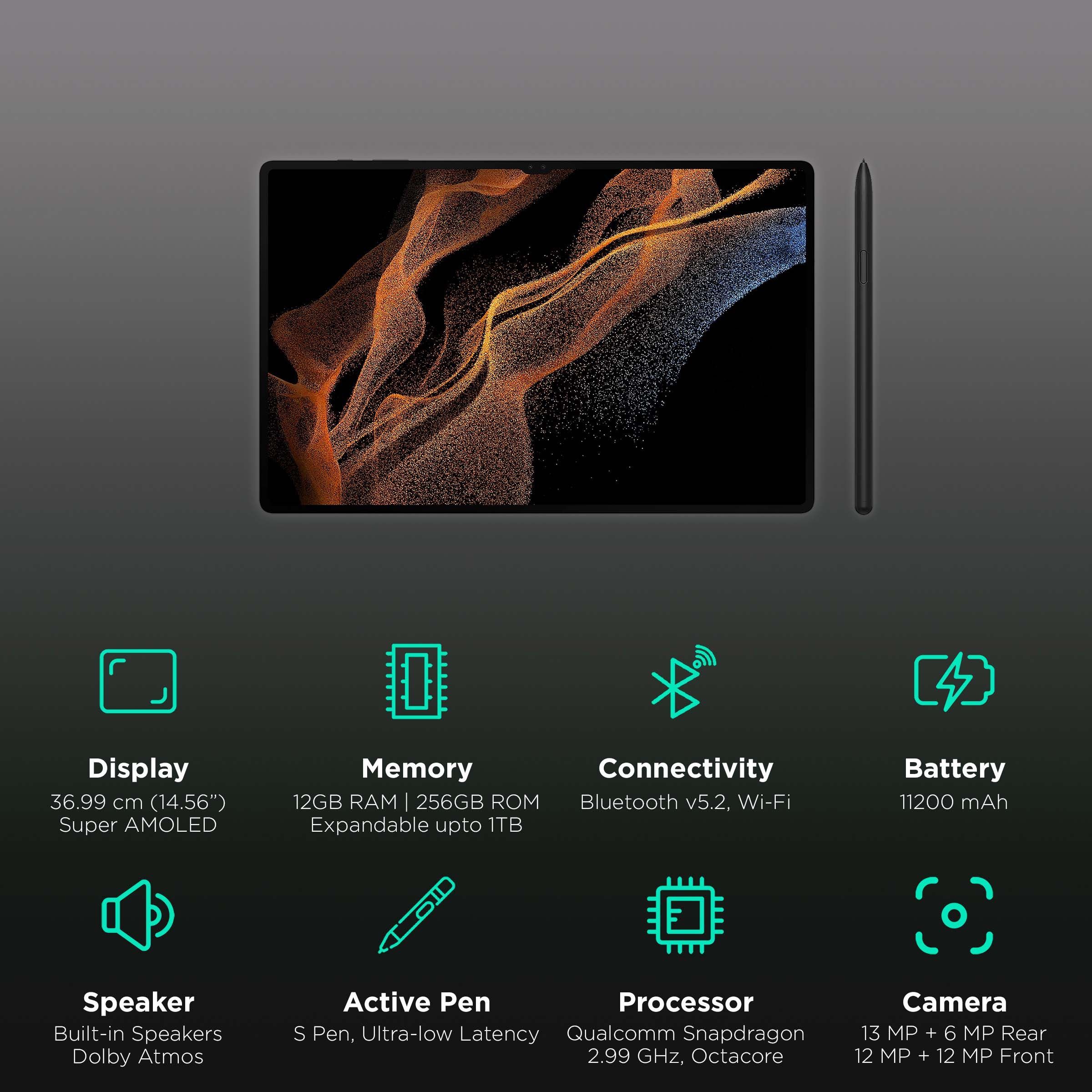 SAMSUNG Galaxy Tab S8 Ultra 5G Wi-Fi+5G Android Tablet (14.56 Inch, 12GB RAM, 256GB ROM, Graphite) SAMSUNG Galaxy Tab S8 Ultra 5G Wi-Fi+5G Android Tablet (14.56 Inch, 12GB RAM, 256GB ROM, Graphite)_3