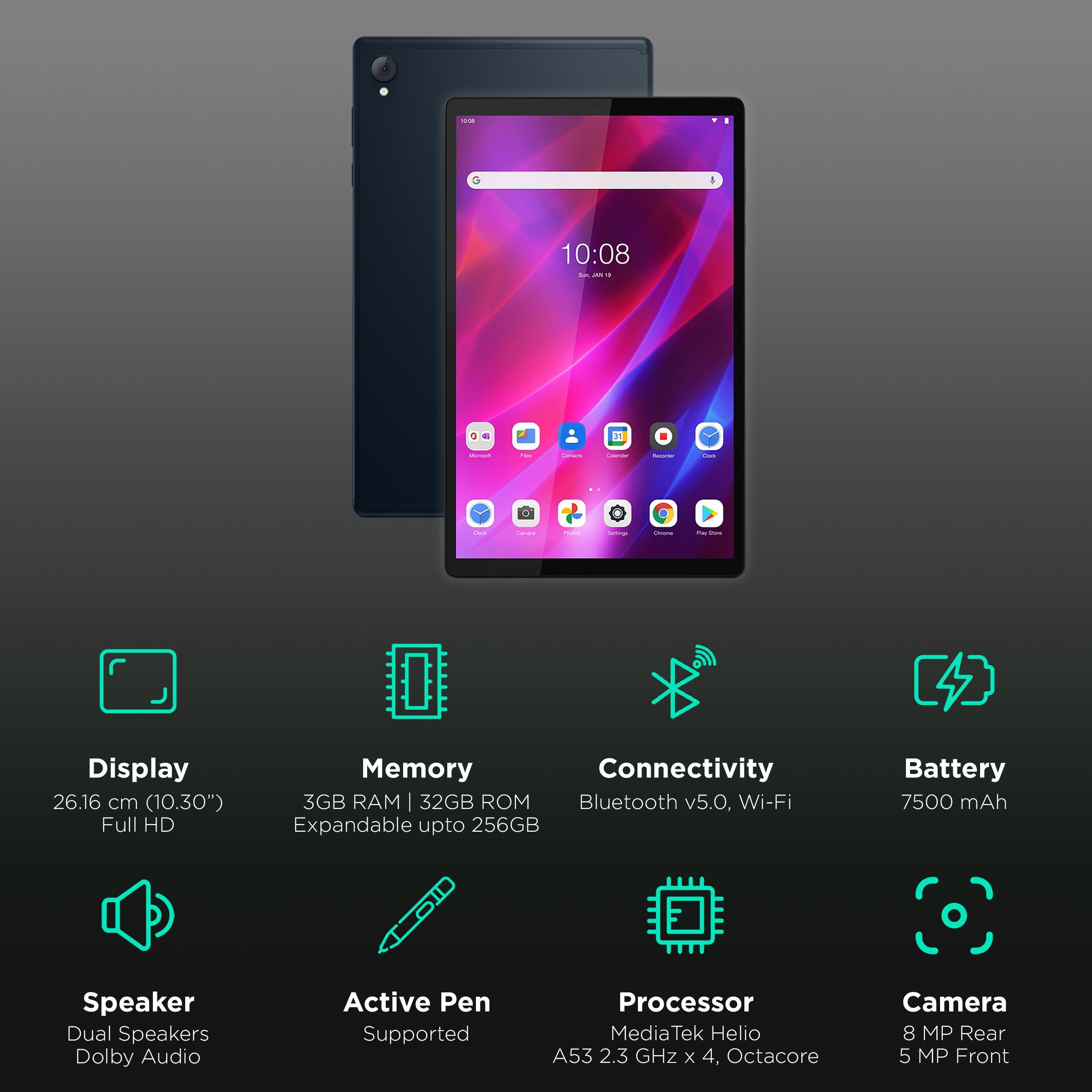 Lenovo Tab K10 Wi-Fi Android Tablet (10.3 Inch, 3GB RAM, 32GB ROM, Abyss Blue)_3