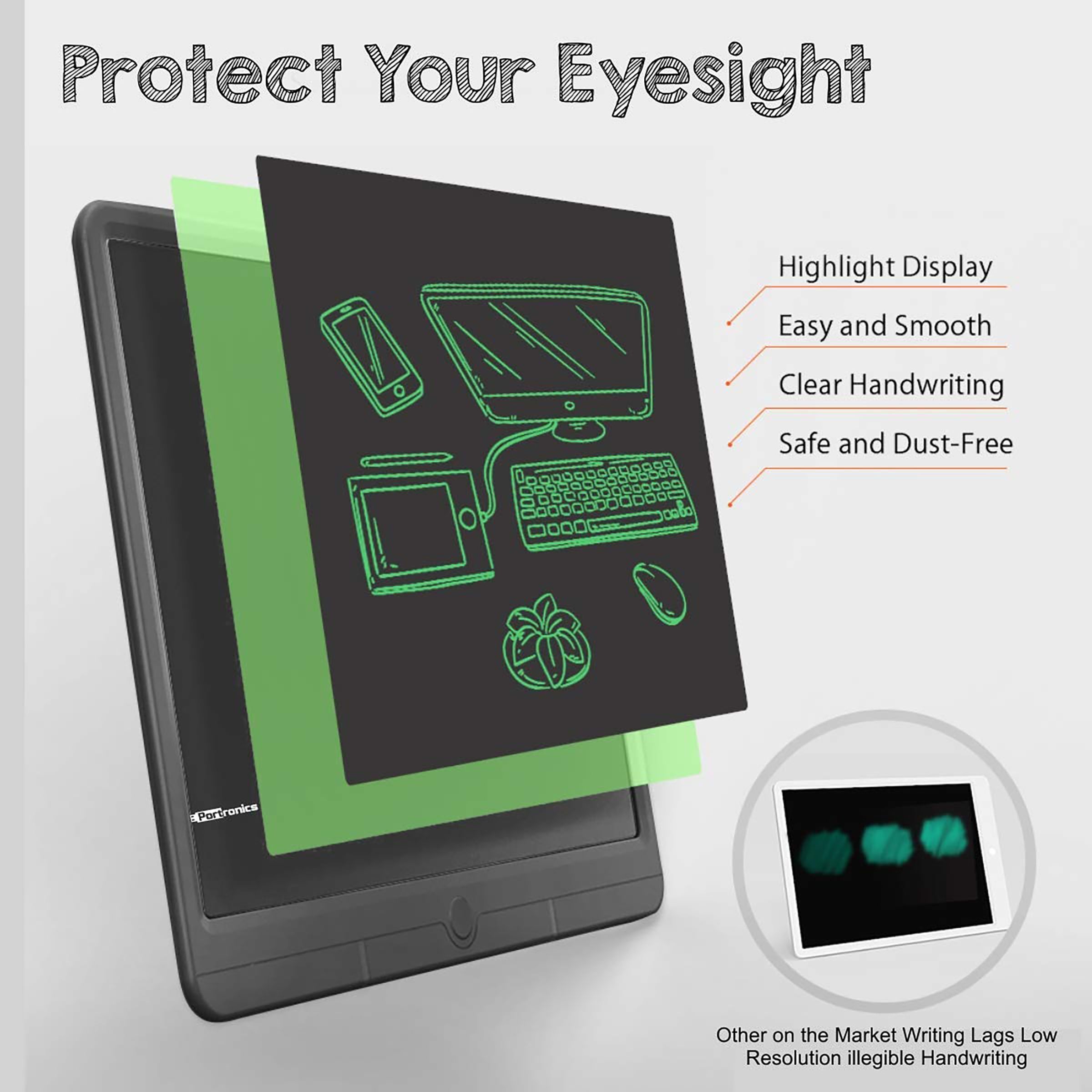 PORTRONICS Ruffpad 15 eWriter Tablet (15 Inch, Grey) PORTRONICS Ruffpad 15 eWriter Tablet (15 Inch, Grey)_6