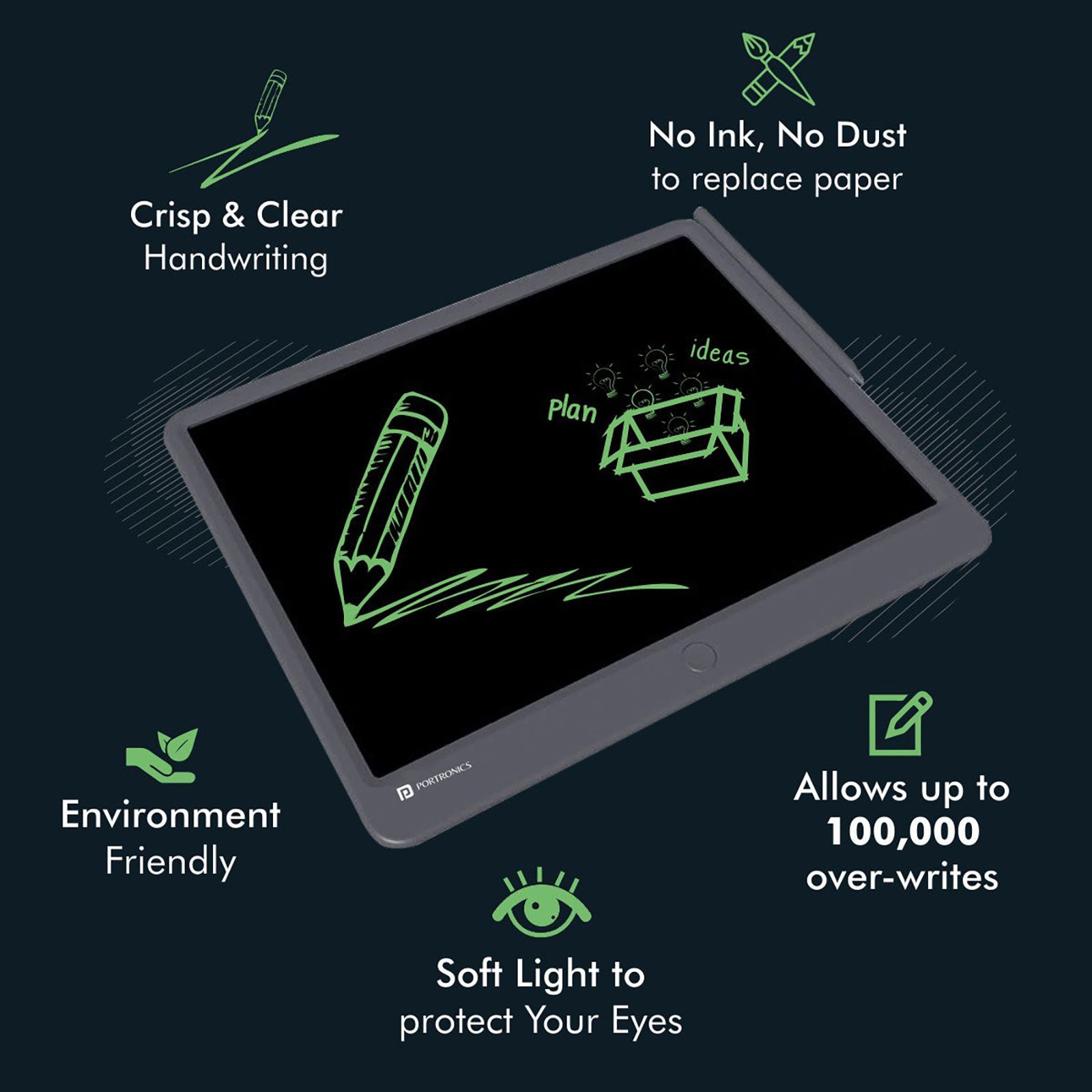 PORTRONICS Ruffpad 15 eWriter Tablet (15 Inch, Grey) PORTRONICS Ruffpad 15 eWriter Tablet (15 Inch, Grey)_4