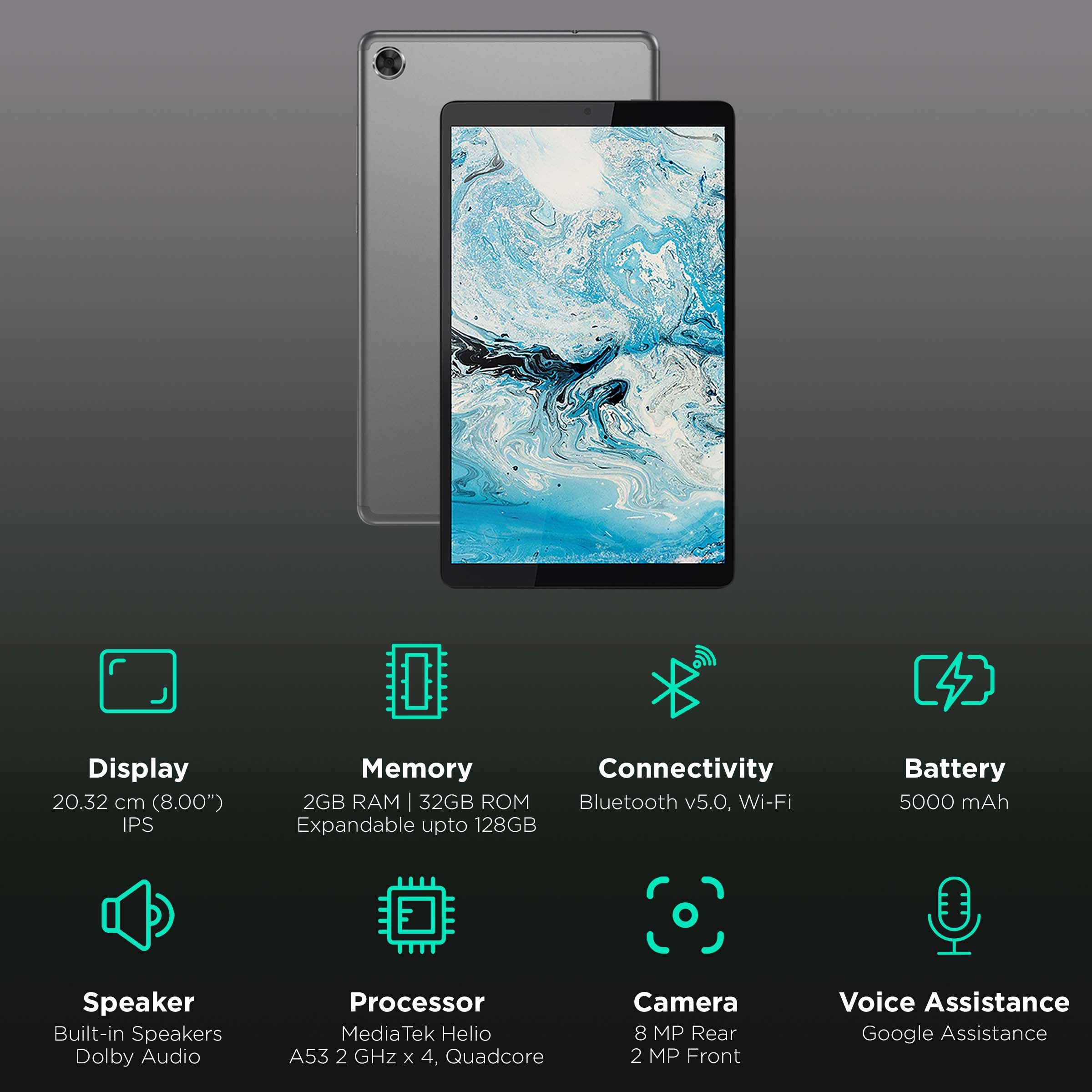 Lenovo 8 Tab M8 (2nd Gen) HD Wi-Fi Android Tablet (8 Inch, 2GB RAM, 32GB ROM, Iron Grey)_3