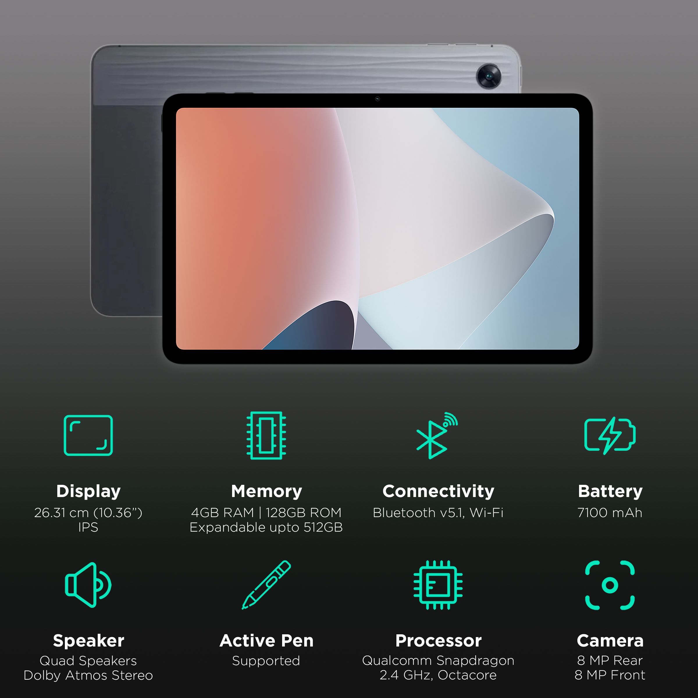 oppo Pad Air Wi-Fi Android Tablet (10.36 Inch, 4GB RAM, 128GB ROM, Grey)_3