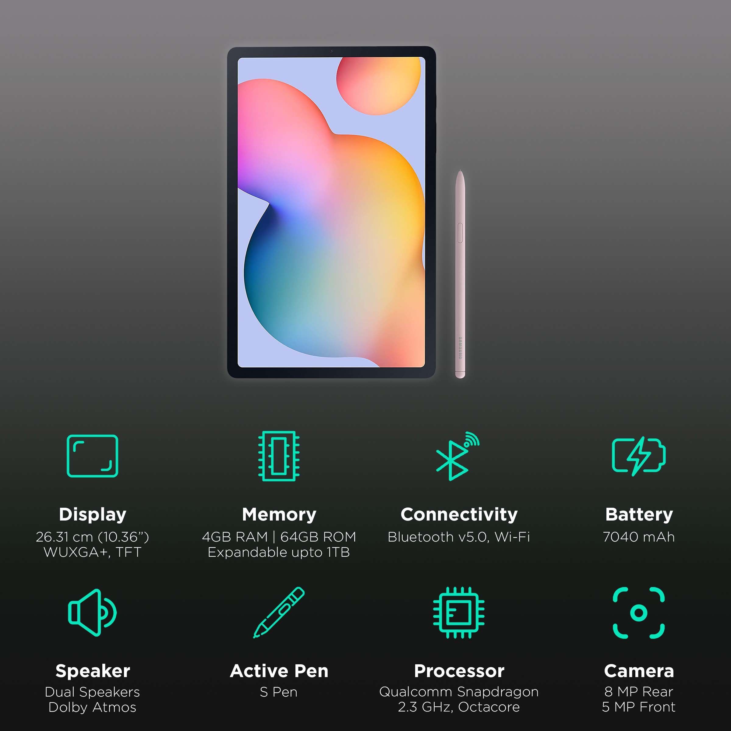 SAMSUNG Galaxy Tab S6 Lite Wi-Fi+4G Android Tablet (10.4 Inch, 4GB RAM, 64GB ROM, Chiffon Pink)_3