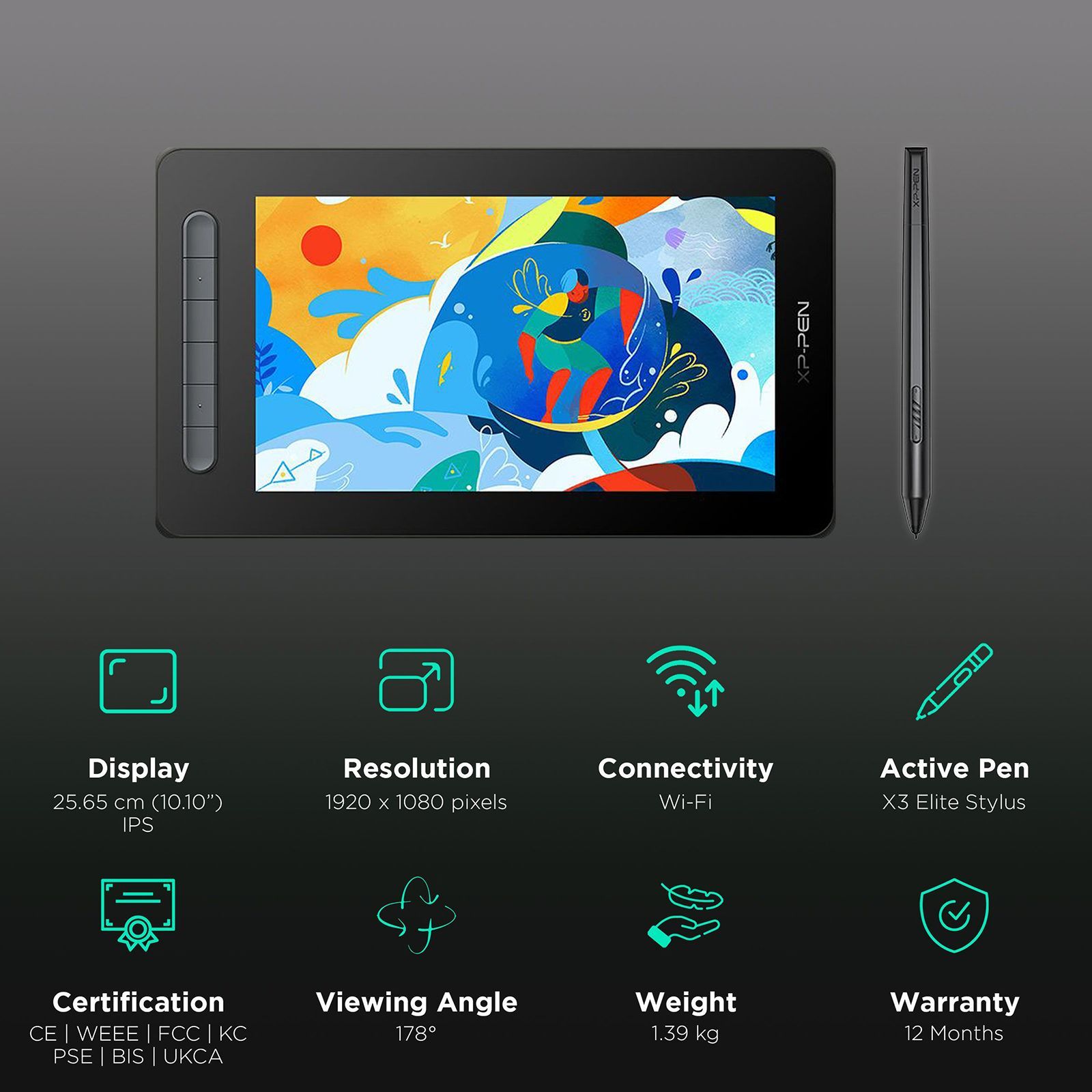 XP pen Artist 10 2nd Gen Graphics Tablet (10.1 Inch, Black) XP pen Artist 10 2nd Gen Graphics Tablet (10.1 Inch, Black)_3