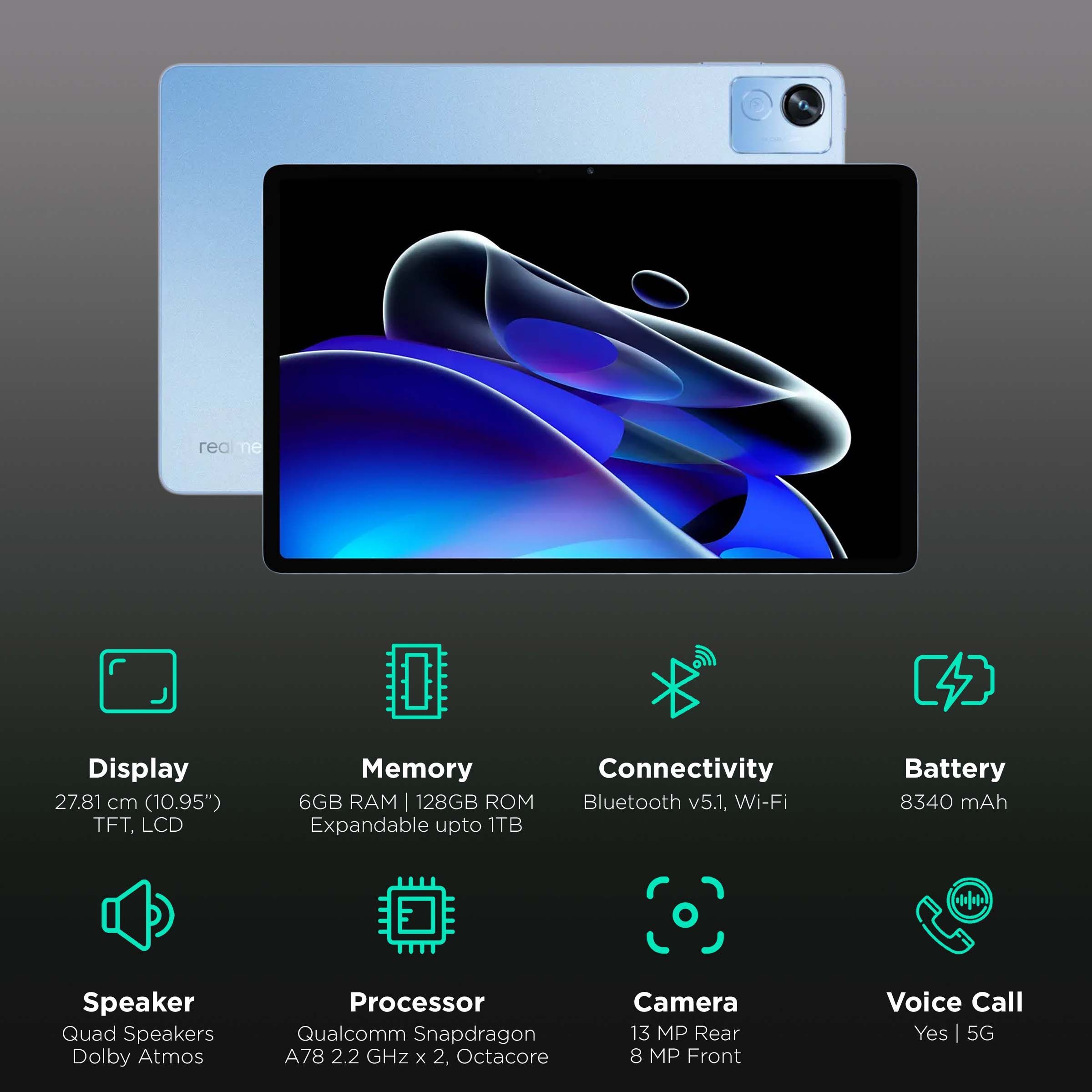 realme PAD X Wi-Fi+5G Android Tablet (10.95 Inch, 6GB RAM, 128GB ROM, Glacier Blue) realme PAD X Wi-Fi+5G Android Tablet (10.95 Inch, 6GB RAM, 128GB ROM, Glacier Blue)_3