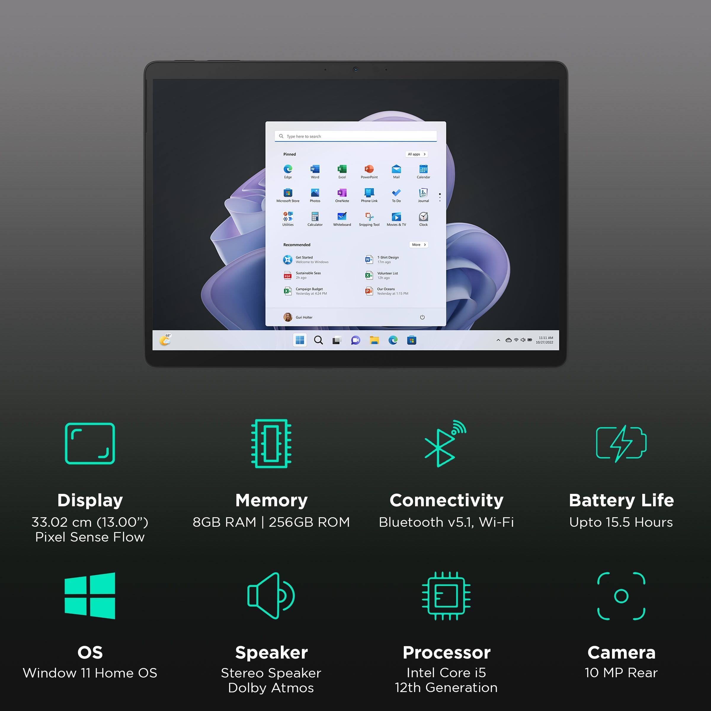 Microsoft Surface Pro 9 Wi-Fi Windows Tablet (13 Inch, 8GB RAM, 256GB ROM, Graphite) Microsoft Surface Pro 9 Wi-Fi Windows Tablet (13 Inch, 8GB RAM, 256GB ROM, Graphite)_3