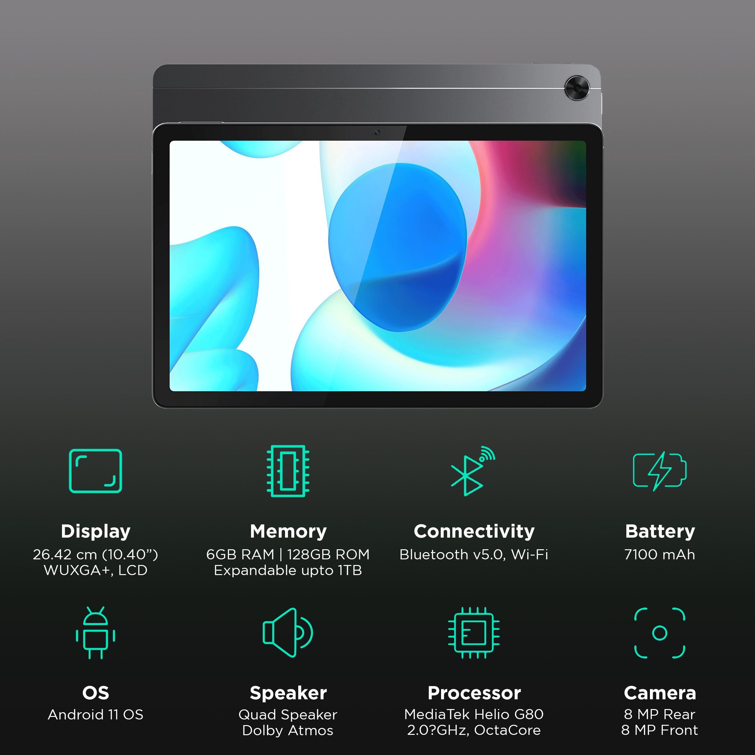 realme Pad Wi-Fi+4G Android Tablet (10.4 Inch, 6GB RAM, 128GB ROM, Grey)_3