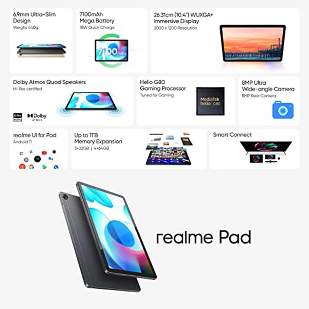 realme Pad Wi-Fi+4G Android Tablet (10.4 Inch, 6GB RAM, 128GB ROM, Grey)_6