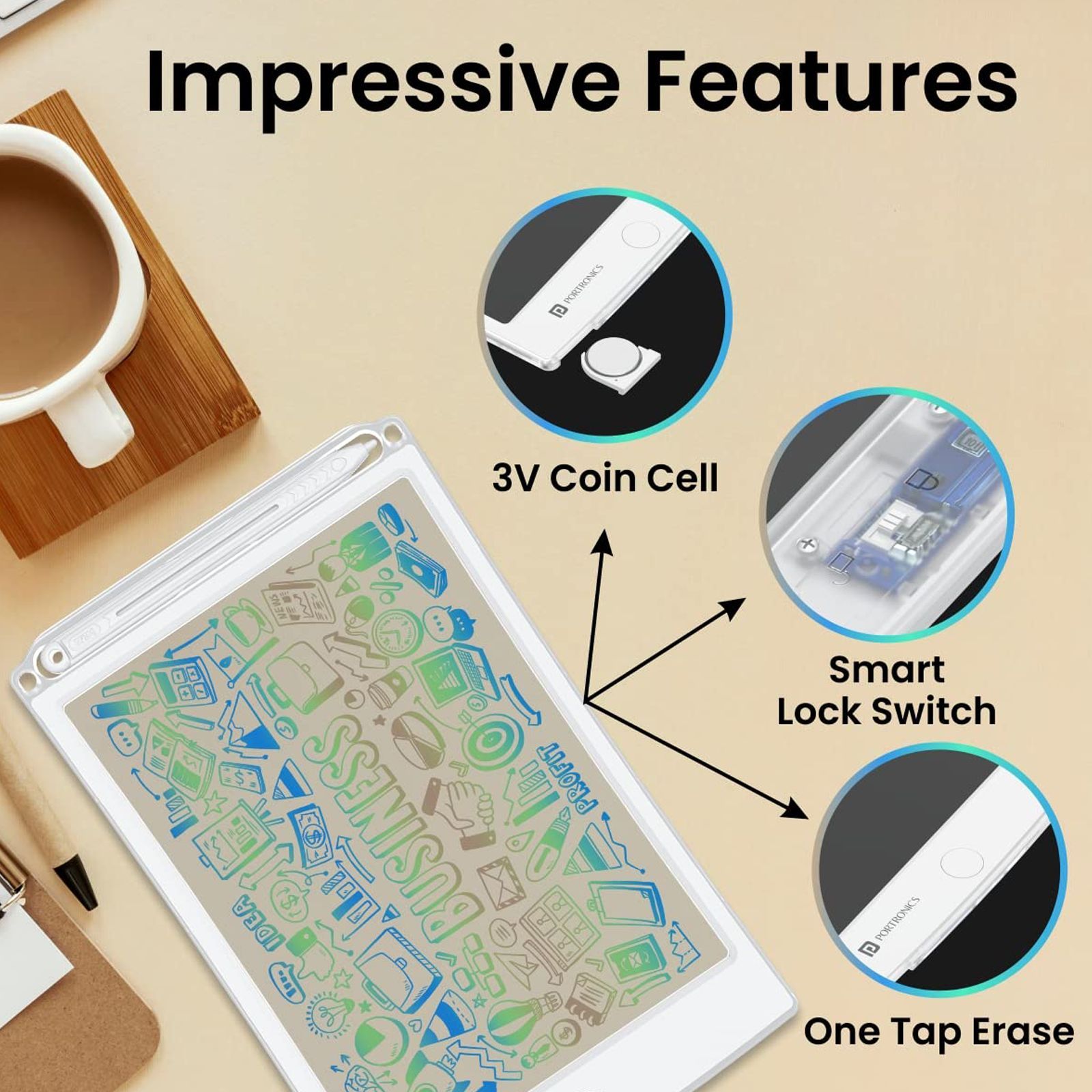 PORTRONICS Ruffpad One (8.5 Inch, White) PORTRONICS Ruffpad One (8.5 Inch, White)_9