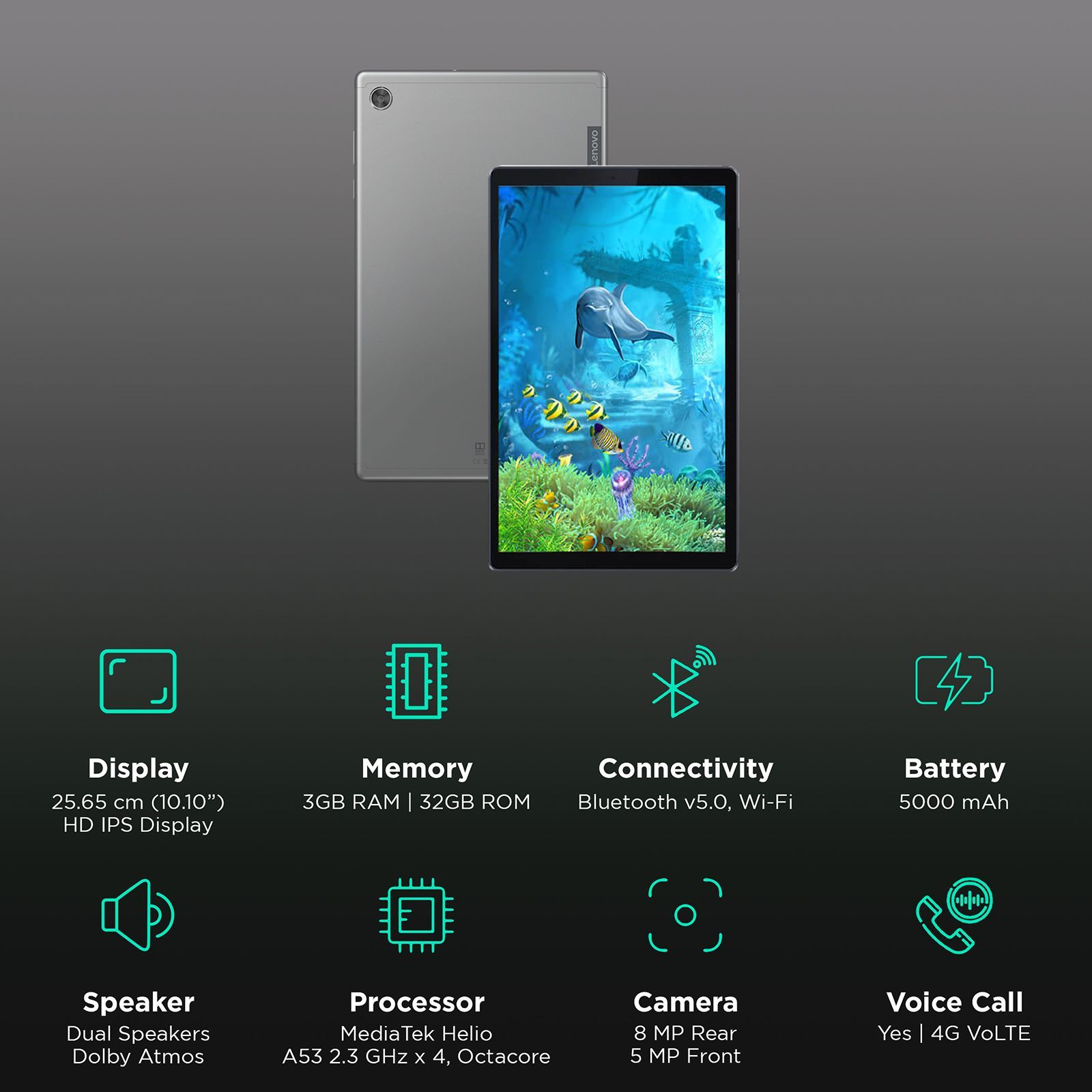 Lenovo Tab M10 2nd Gen Wi-Fi+4G Android Tablet (10.1 Inch, 3GB RAM, 32GB ROM, Iron Grey)_3