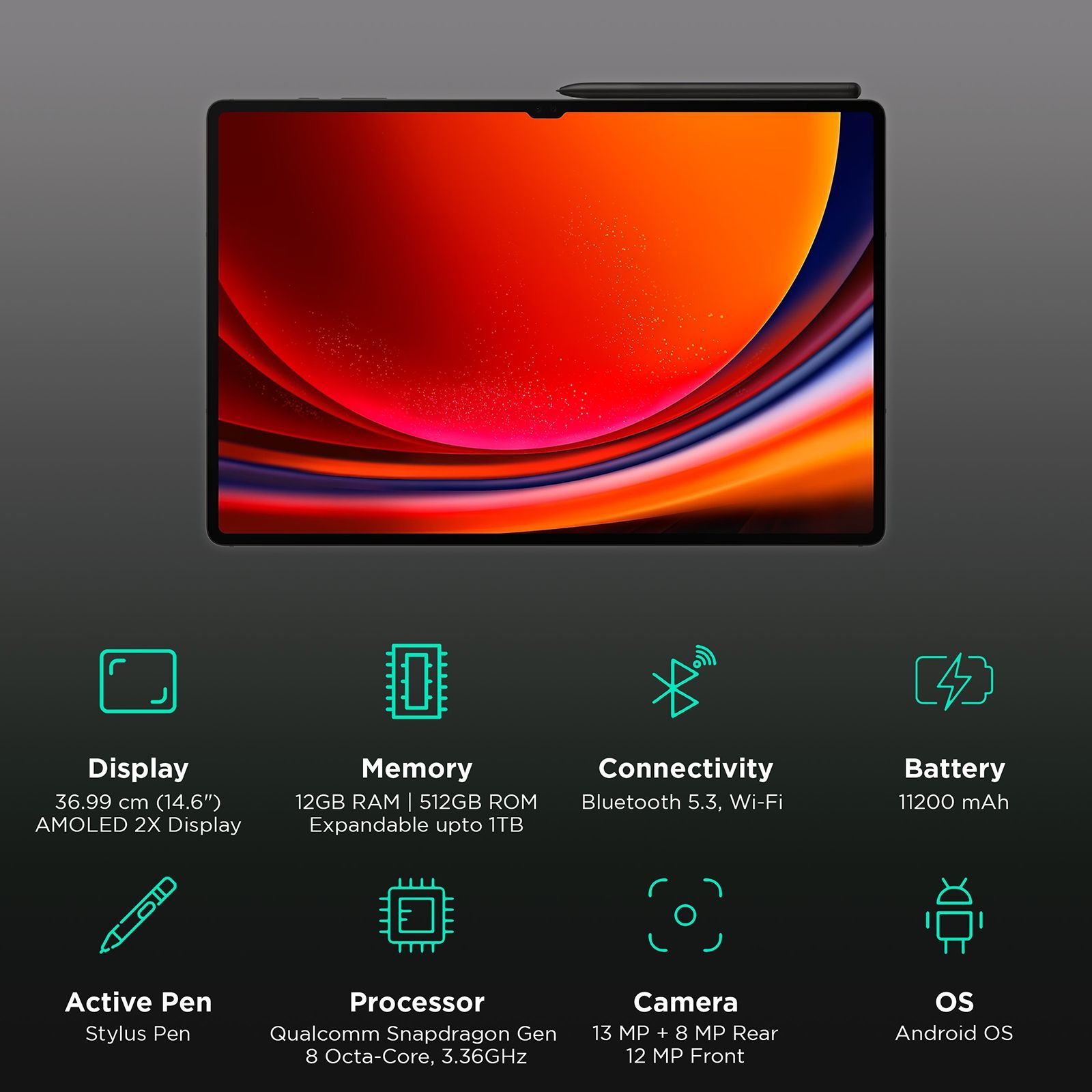 SAMSUNG Galaxy Tab S9 Ultra Wi-Fi Android Tablet (14.6 Inch, 12GB RAM, 512GB ROM, Graphite)_3