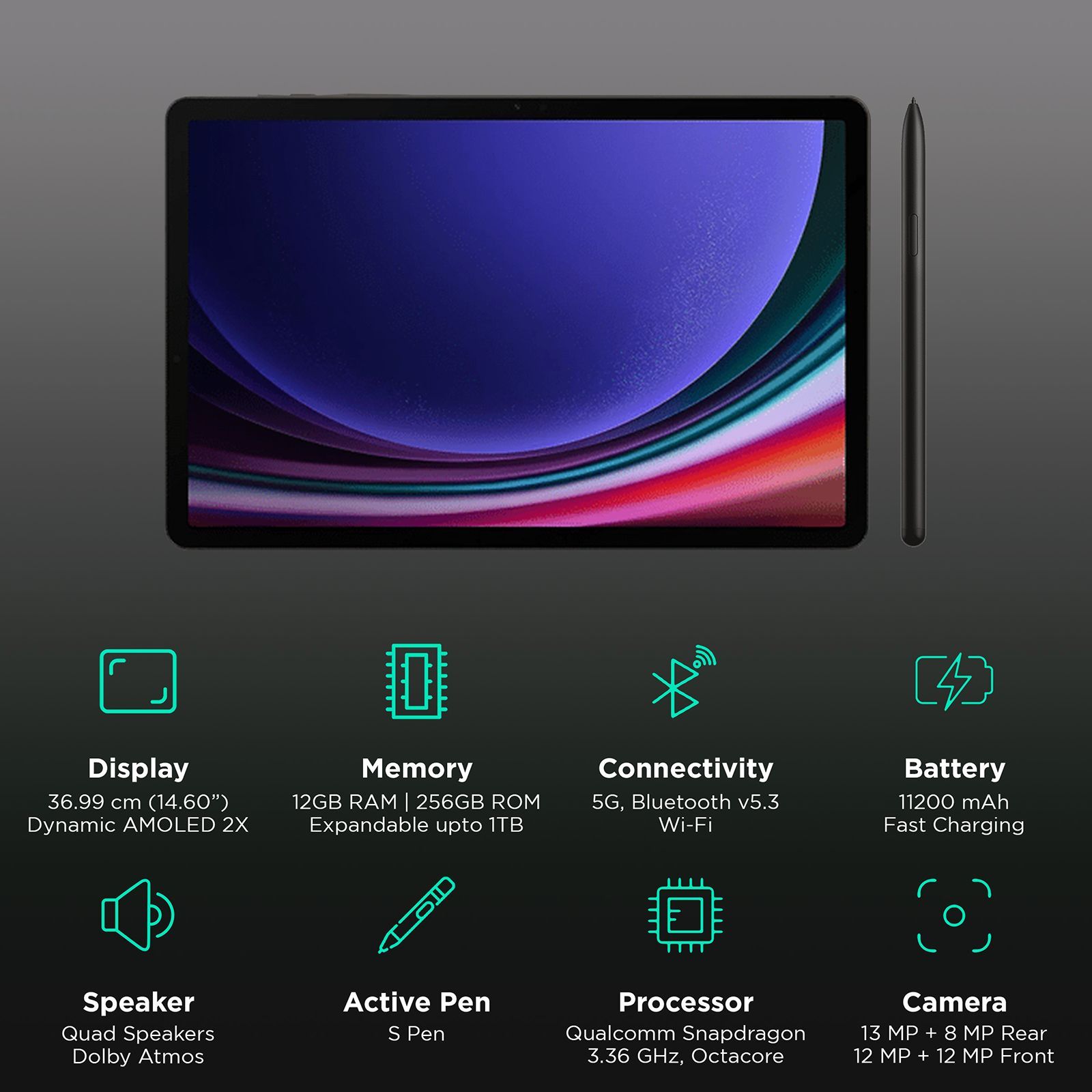 SAMSUNG Galaxy Tab S9 Ultra Wi-Fi+5G Android Tablet with Stylus (14.6 Inch, 12GB RAM, 512GB ROM, Graphite) SAMSUNG Galaxy Tab S9 Ultra Wi-Fi+5G Android Tablet with Stylus (14.6 Inch, 12GB RAM, 512GB ROM, Graphite)_2