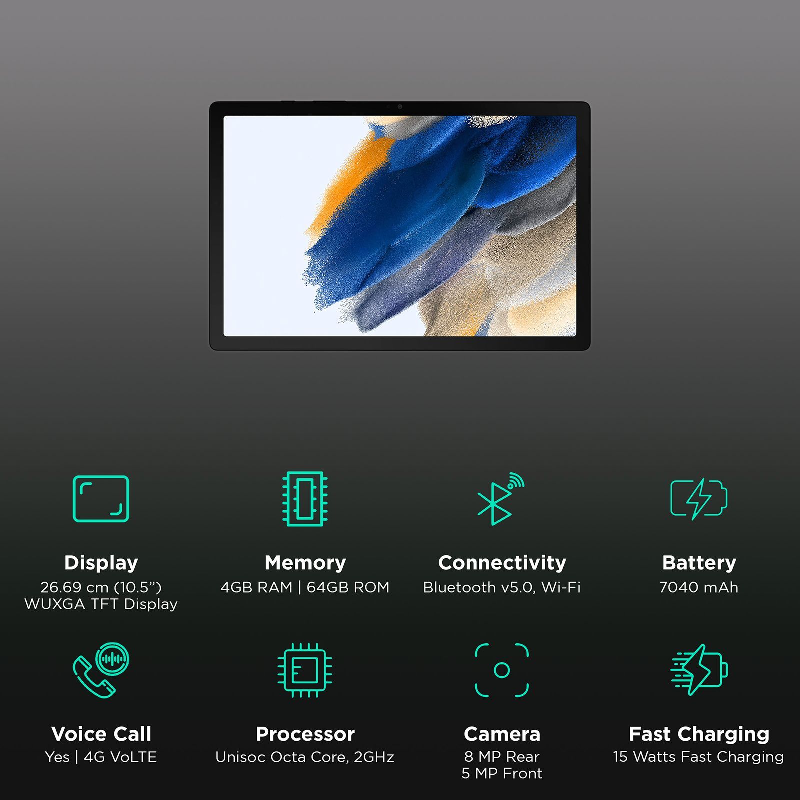 SAMSUNG Galaxy Tab A8 Wi-Fi+4G Android Tablet (10.5 Inch, 4GB RAM, 64GB ROM, Grey)_3