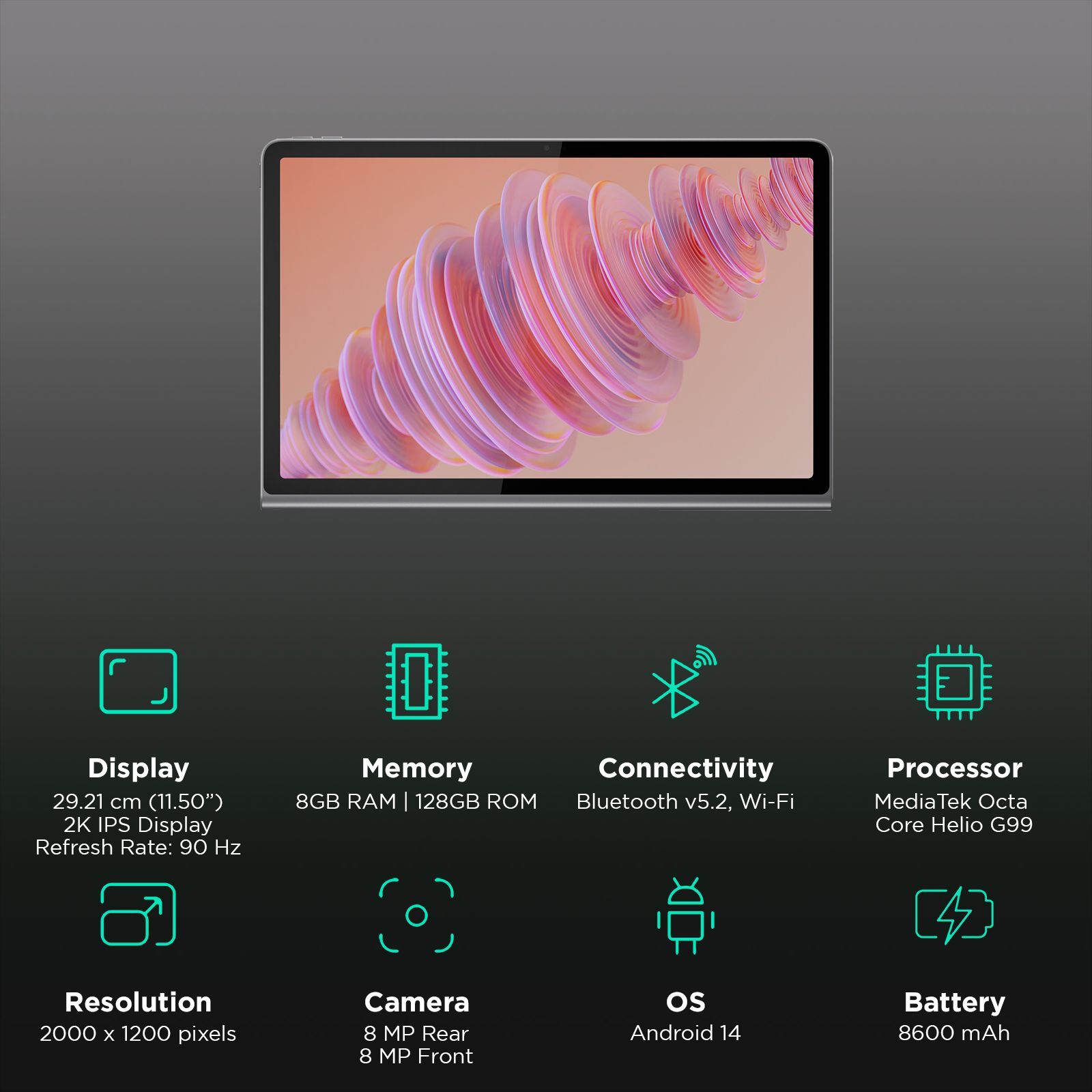 Lenovo Tab Plus Wi-Fi Android Tablet (11.5 Inch, 8GB RAM, 128GB ROM, Luna Grey)_3