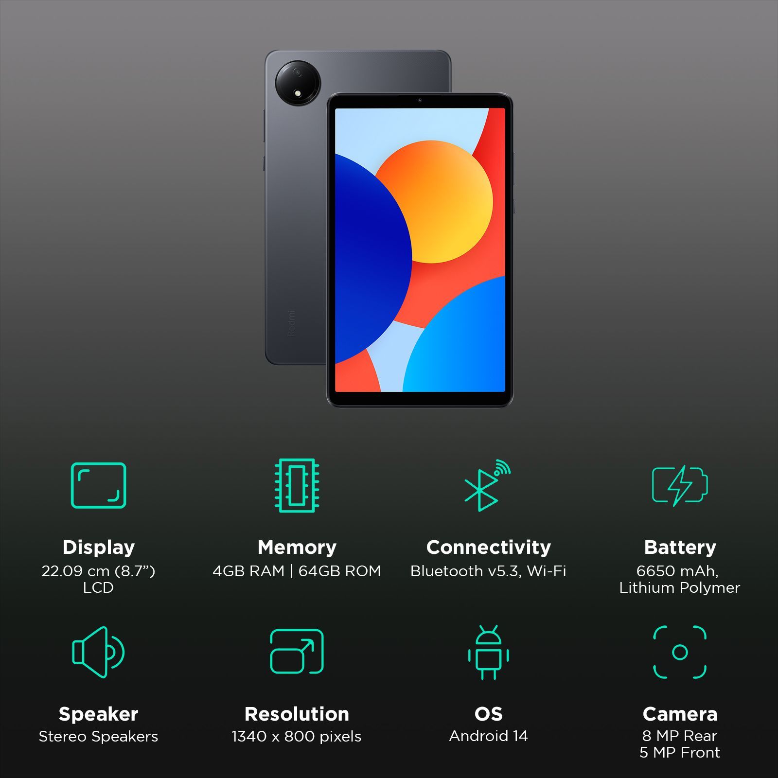 Redmi Pad SE Wi-Fi+4G Android Tablet (8.7 Inch, 4GB RAM, 64GB ROM, Urban Grey)_3