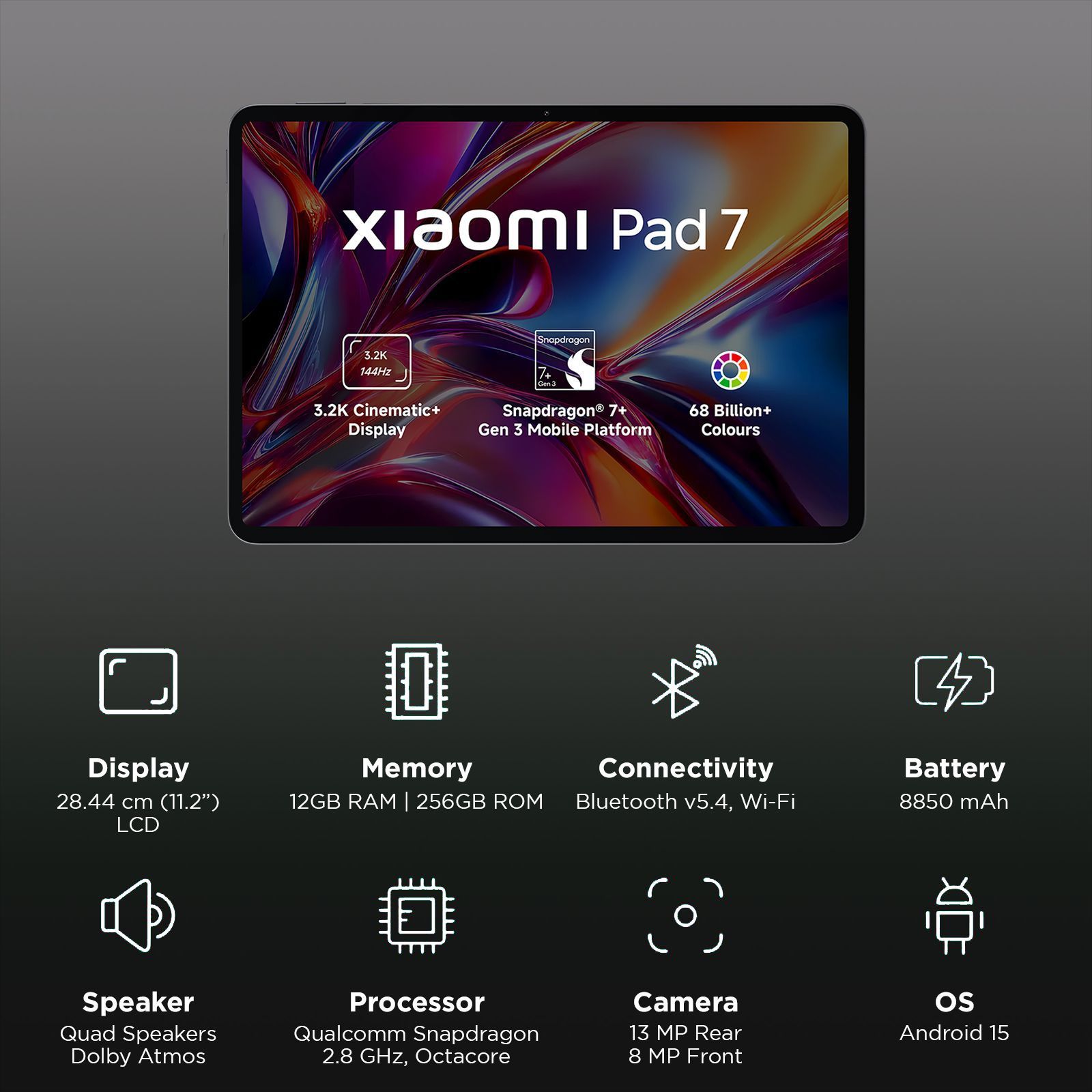 Xiaomi Pad 7 Wi-Fi Android Tablet (11.16 Inch, 12GB RAM, 256GB ROM, Graphite Grey)_3