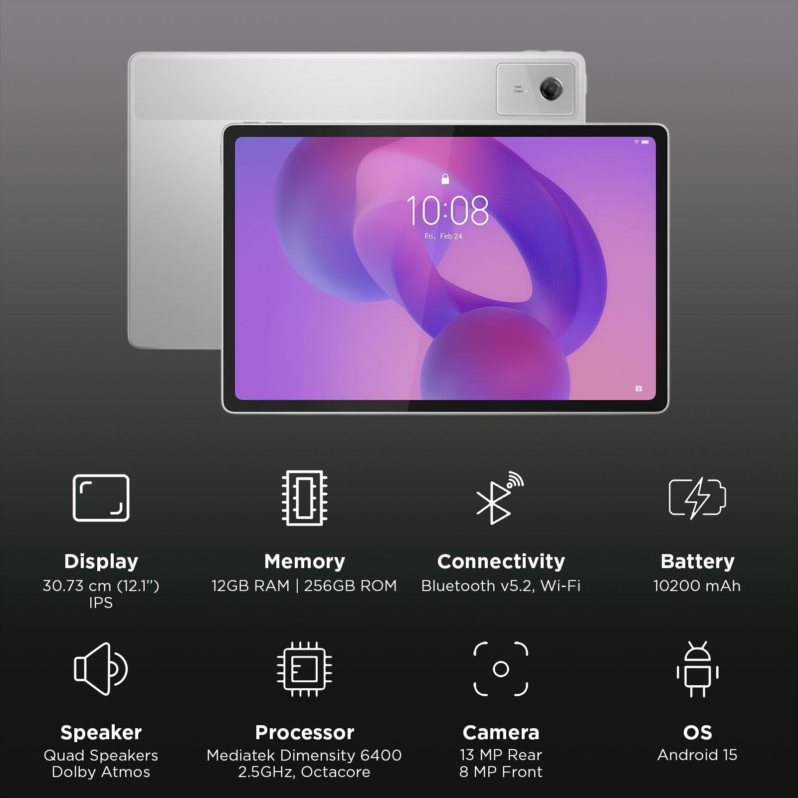 Lenovo Idea Tab Plus Wi-Fi Android Tablet with Lenovo Tab Pen (12.1 Inch, 12GB RAM, 256GB ROM, Cloud Grey)_3