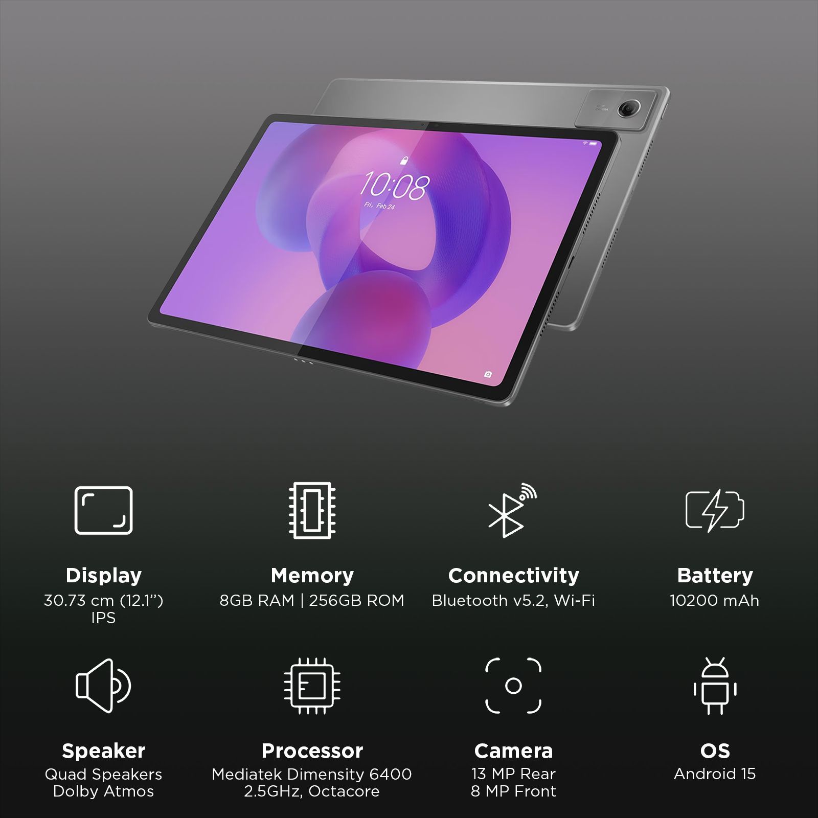Lenovo Idea Tab Plus Wi-Fi+5G Android Tablet with Lenovo Tab Pen (12.1 Inch, 8GB RAM, 256GB ROM, Luna Grey)_3