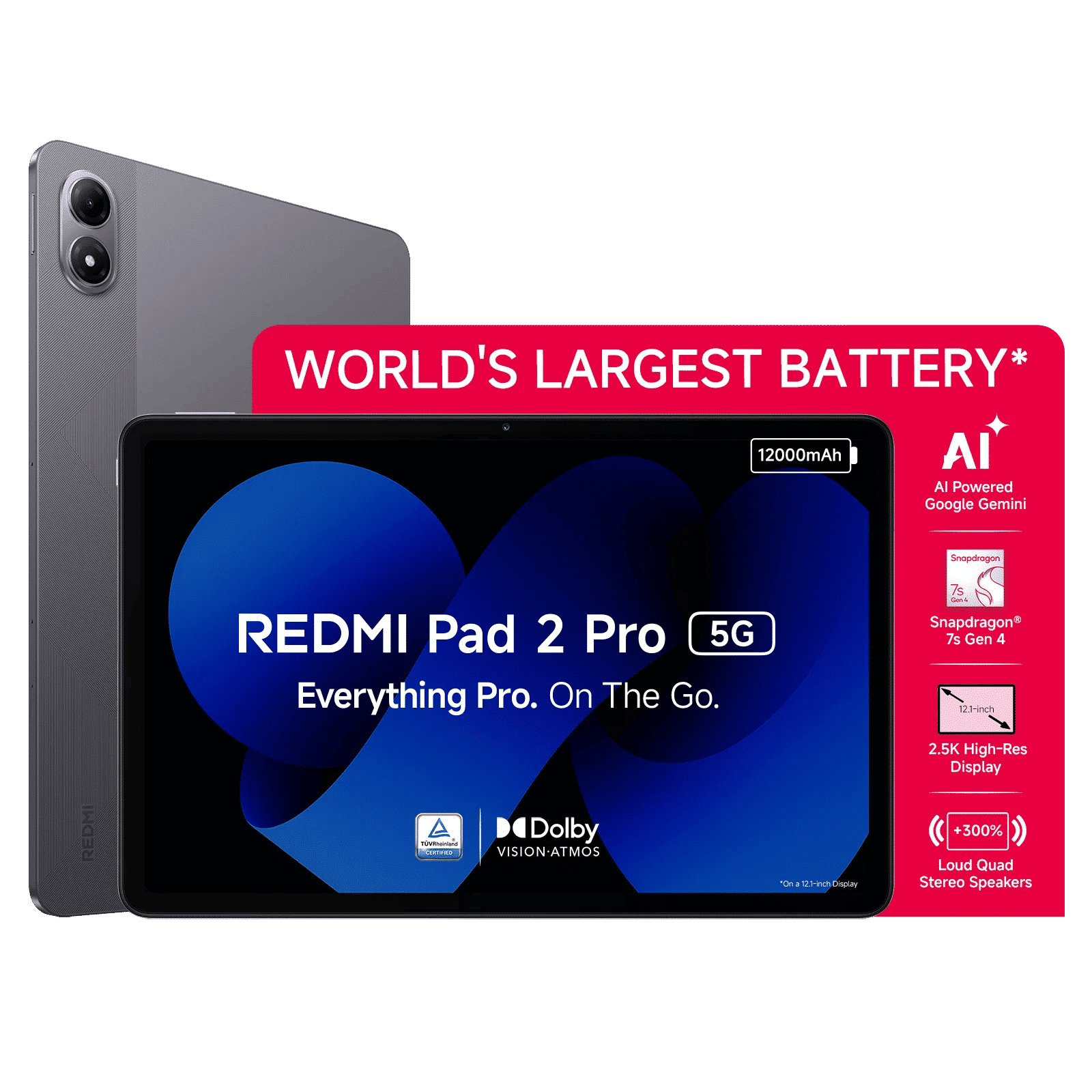 Redmi Pad 2 Pro Wi-Fi+5G Android Tablet (12.1 Inch, 8GB RAM, 128GB ROM, Graphite Grey)_1