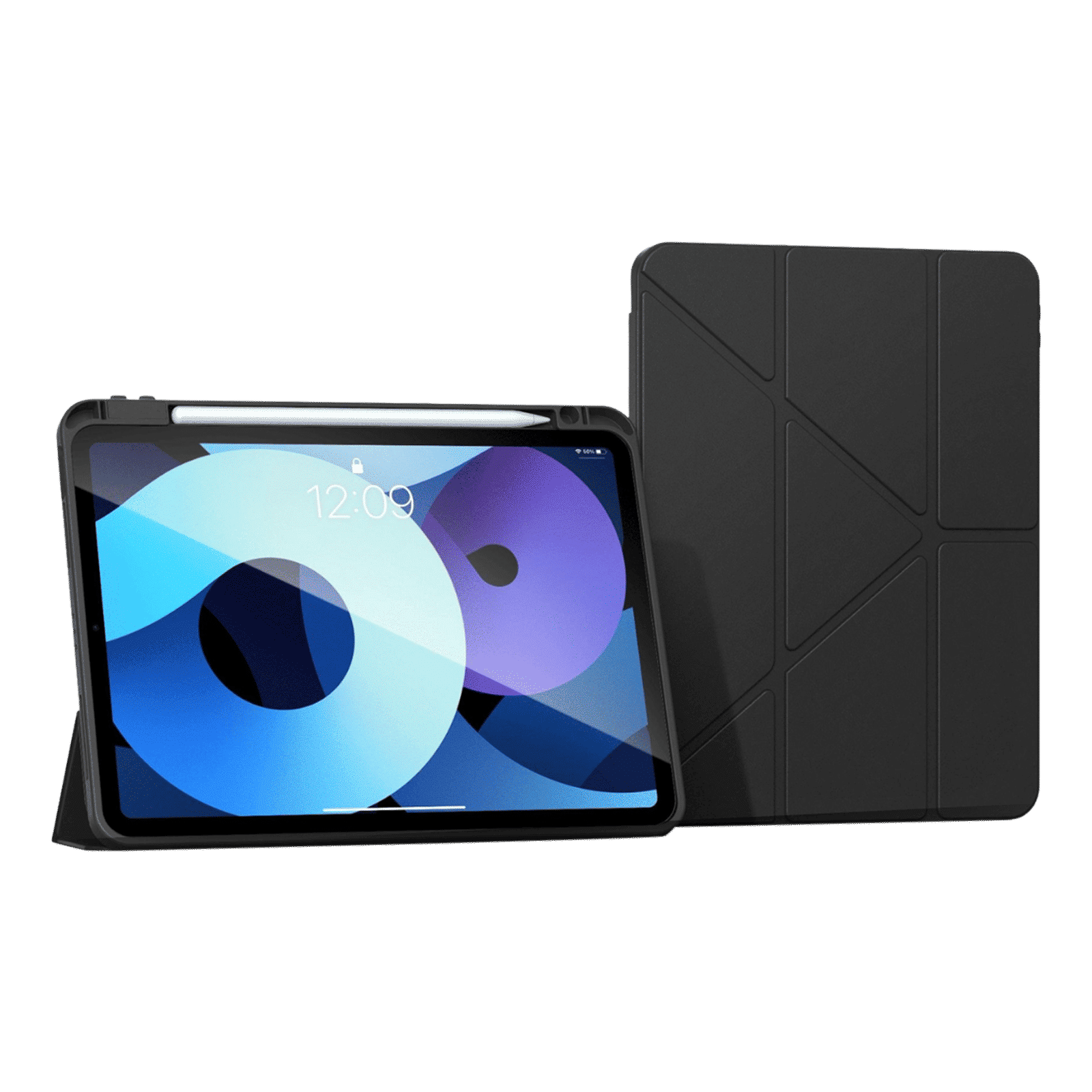 HYPHEN Origami Polyurethane Back Cover for Apple iPad A16 11 Inch (11th Gen) (Lightweight Build, Black)_1