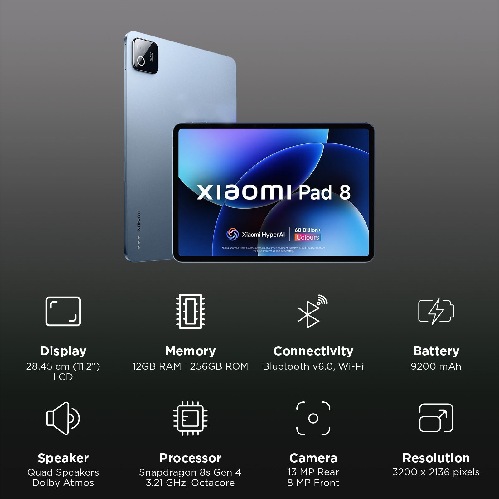 Xiaomi Pad 8 Wi-Fi Android Tablet (11.2 Inch, 12GB RAM, 256GB ROM, Titanium Blue)_2