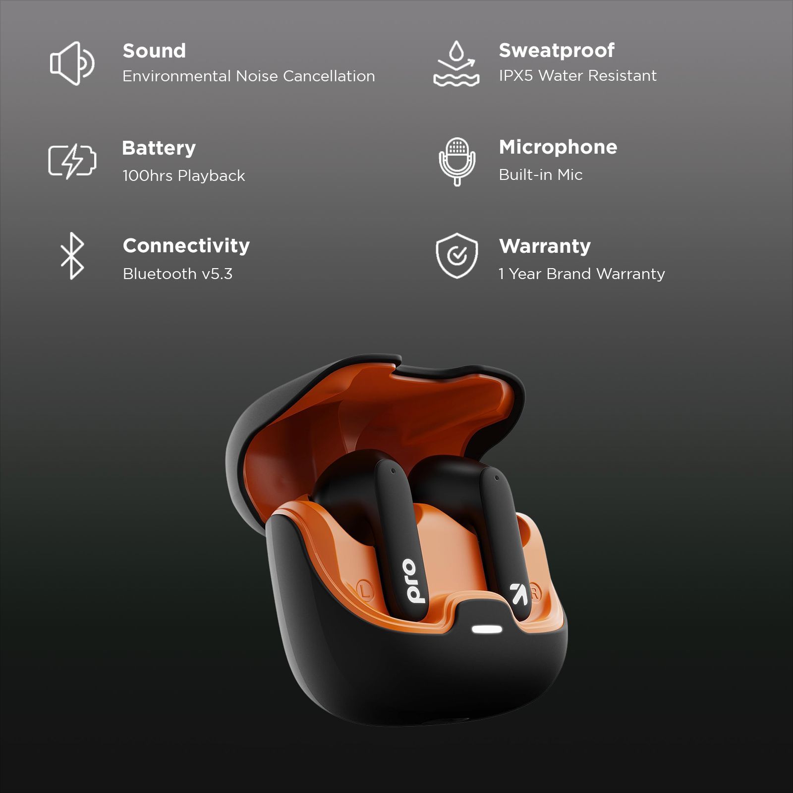 GOBOULT Z40 Pro TWS Earbuds with Environmental Noise Cancellation (IPX5 Water Resistant, Fast Charging, Midnight)_2