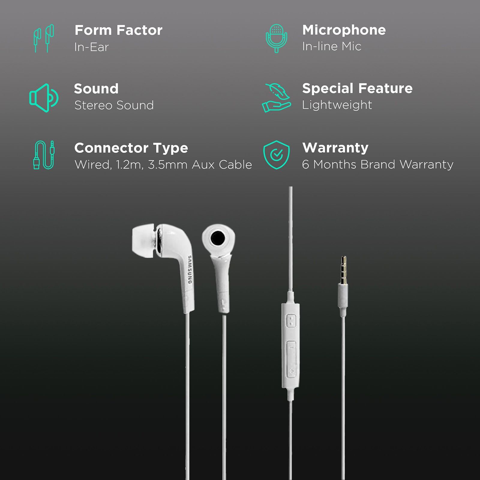 SAMSUNG EHS64AVFWECINU Wired Earphone with Mic (In Ear, White) SAMSUNG EHS64AVFWECINU Wired Earphone with Mic (In Ear, White)_2