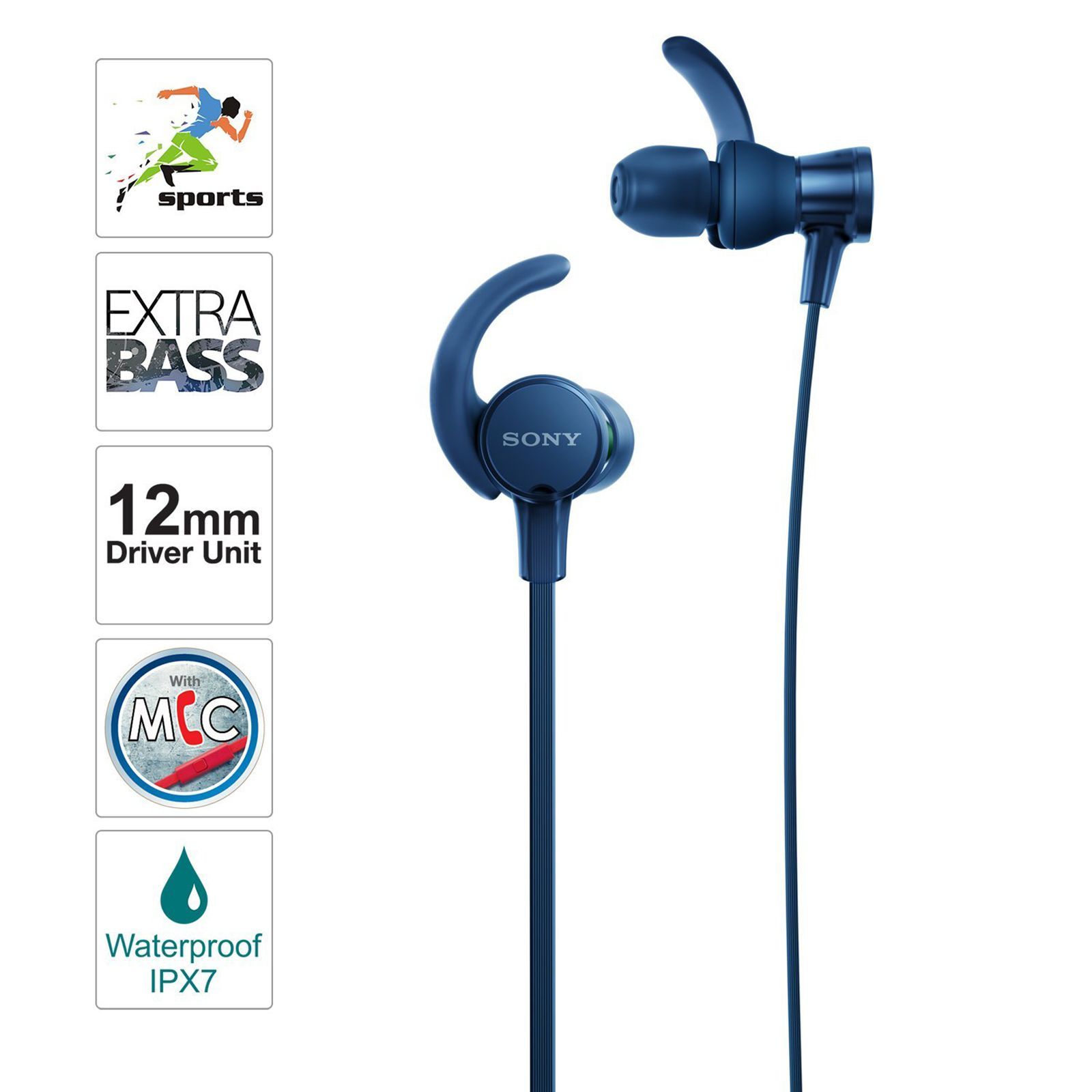 SONY  MDR-XB510AS Wired Earphones with Mic (In Ear, Blue)_11