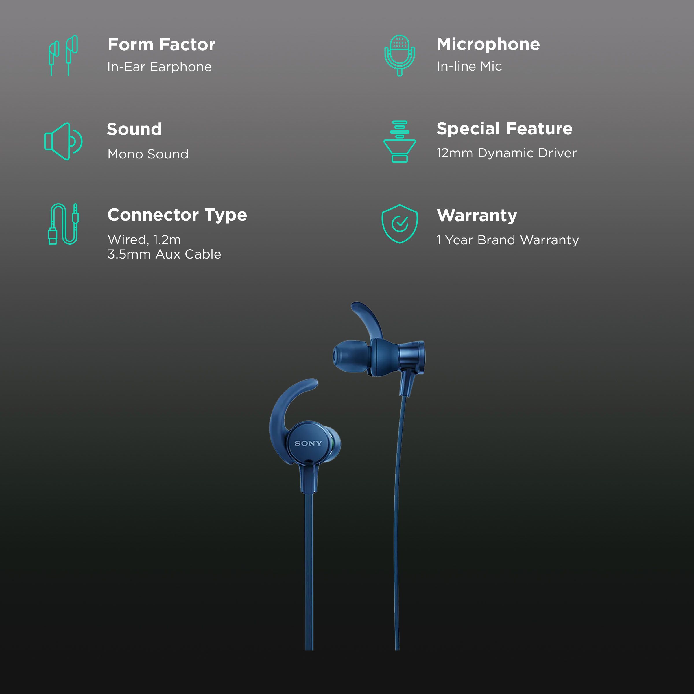 SONY  MDR-XB510AS Wired Earphones with Mic (In Ear, Blue)_2