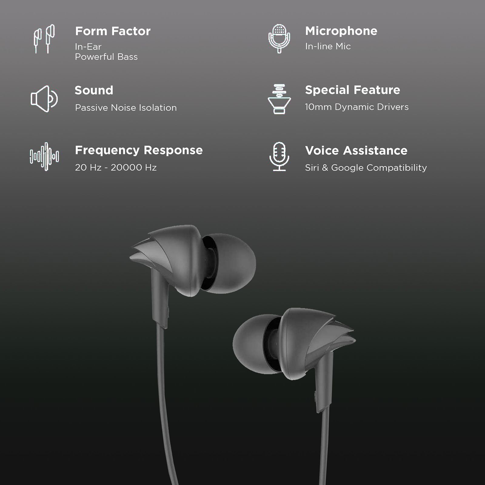 boAt BassHeads 100 Wired Earphone with Mic (In Ear, Black)_2