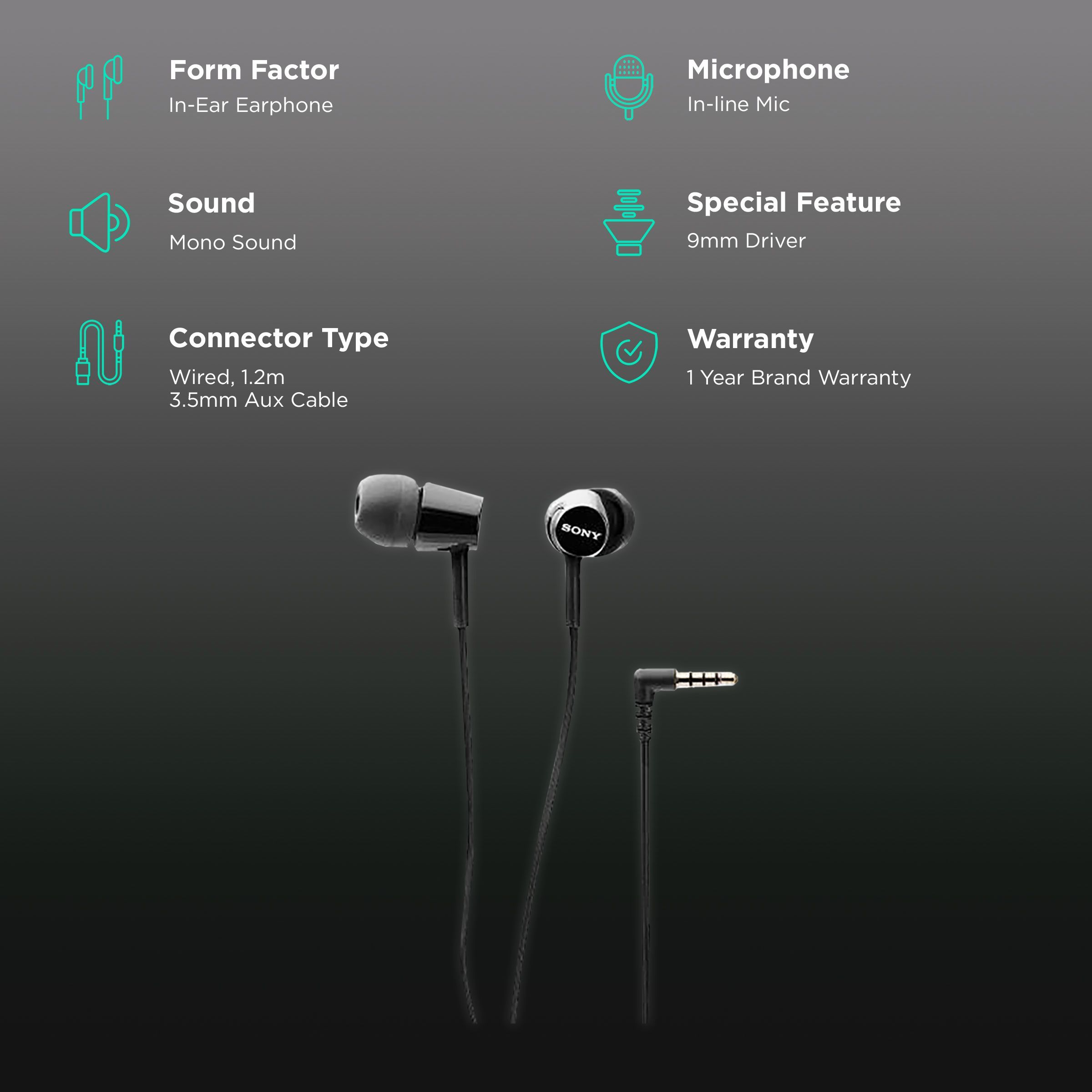 SONY MDR-EX155APBQIN Wired Earphone with Mic (In Ear, Black) SONY MDR-EX155APBQIN Wired Earphone with Mic (In Ear, Black)_2